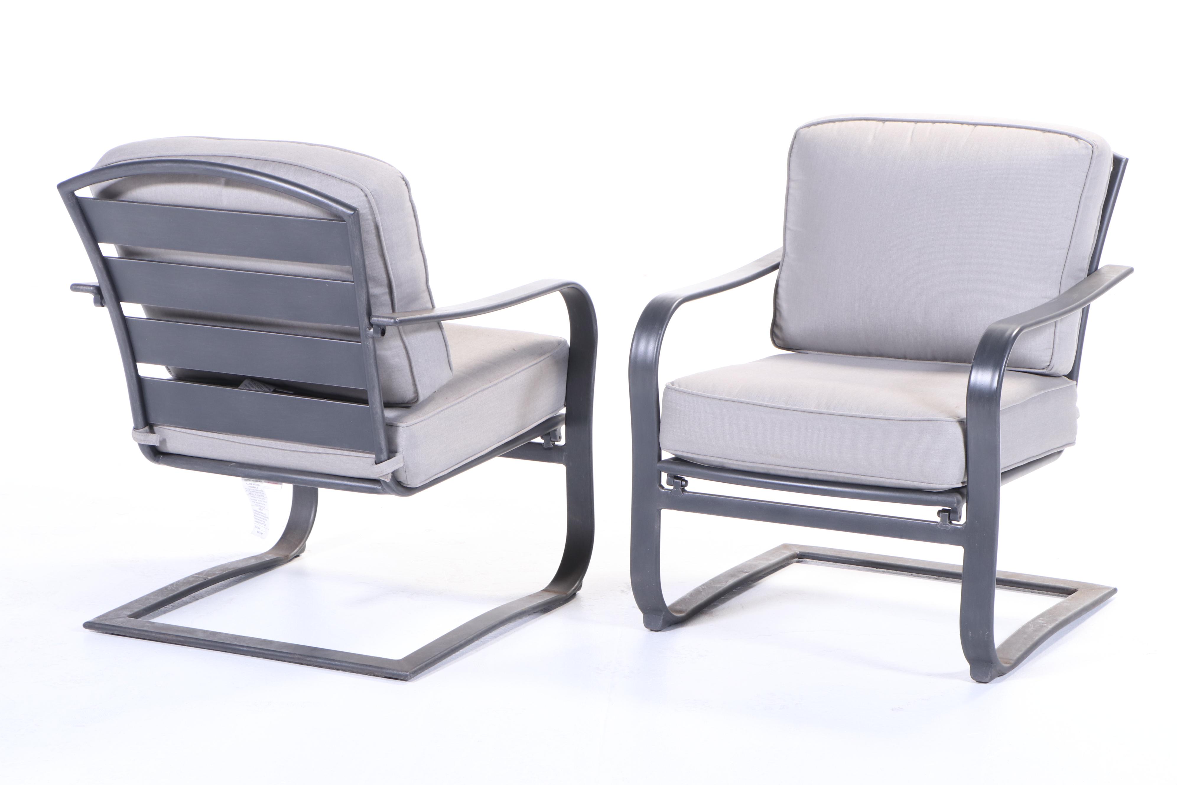 Four PowderCoated Metal Patio Cantilevered Rocking Armchairs EBTH