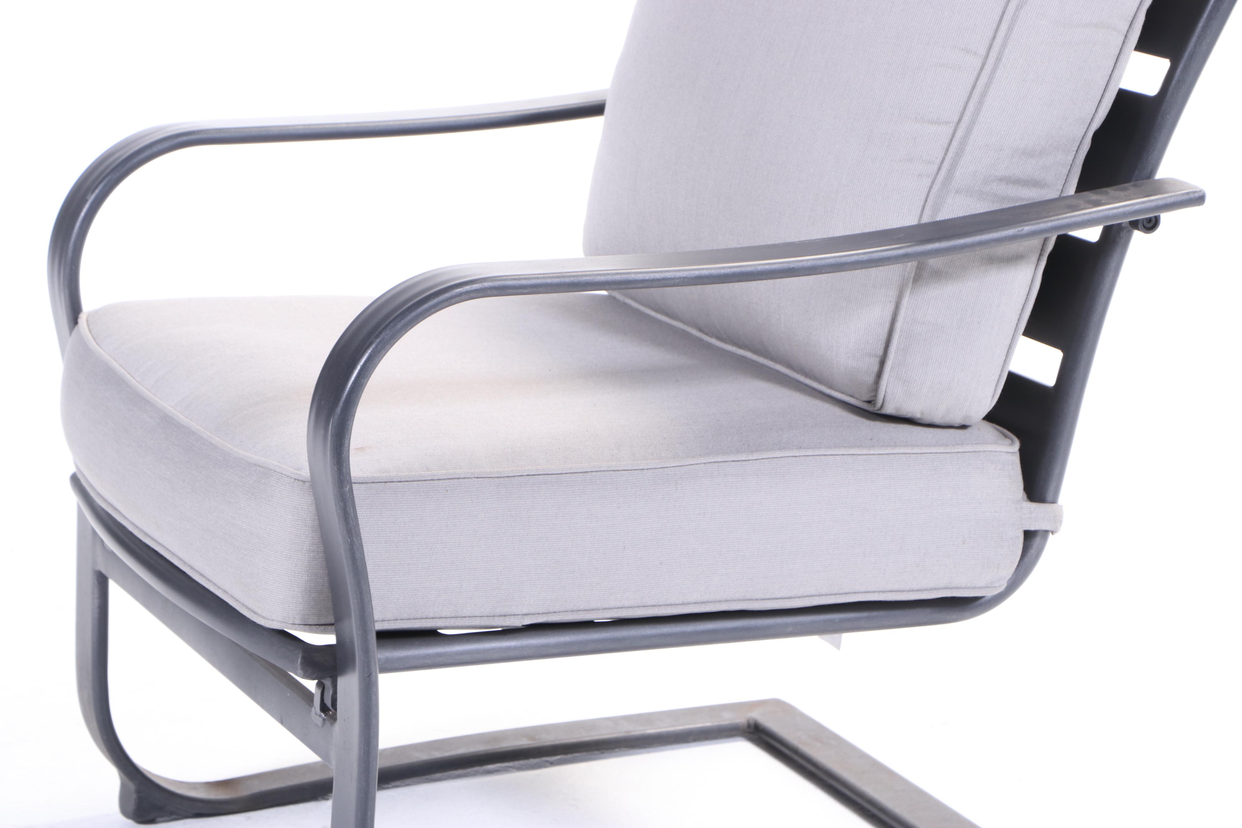 Four PowderCoated Metal Patio Cantilevered Rocking Armchairs EBTH