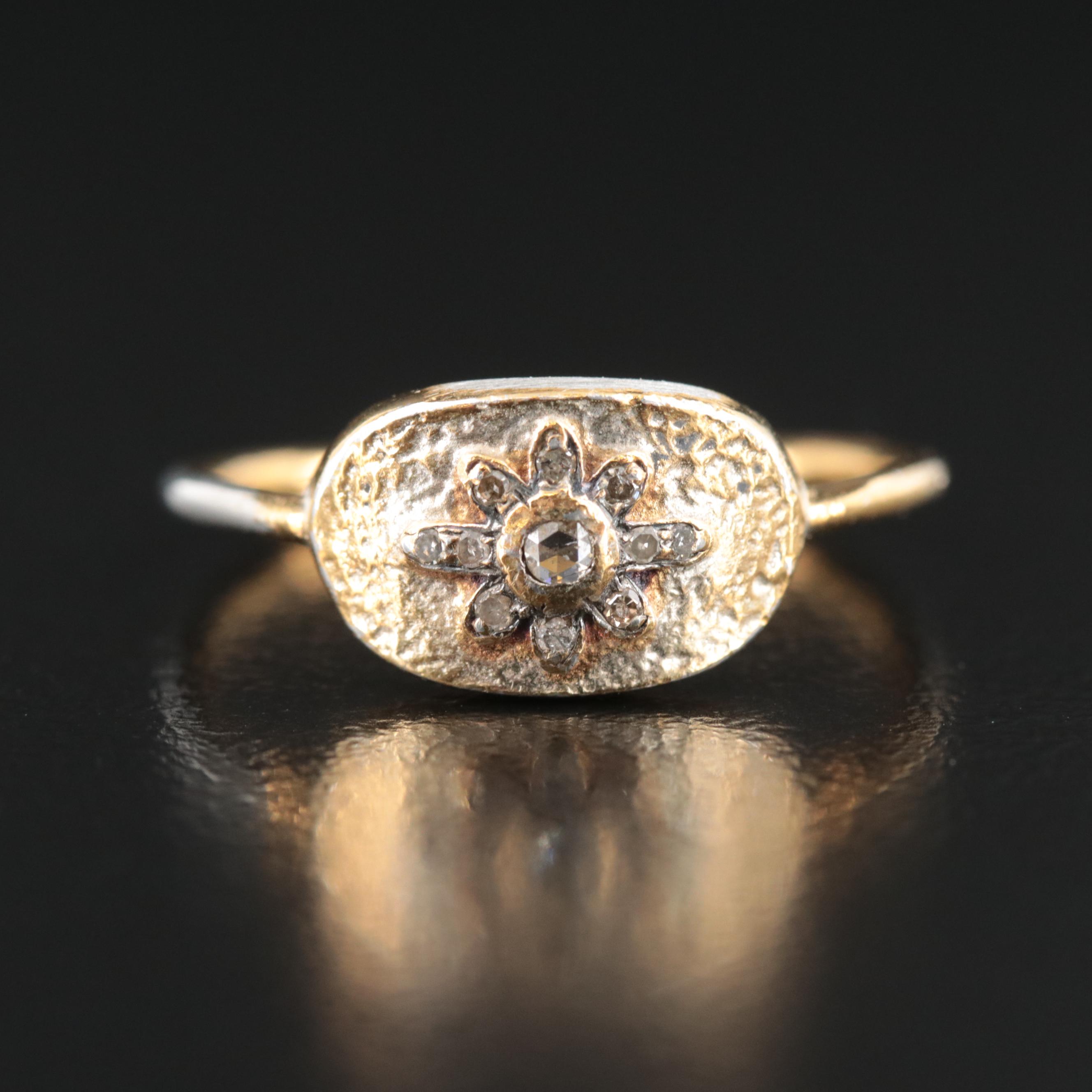 Sterling Diamond Flower Ring