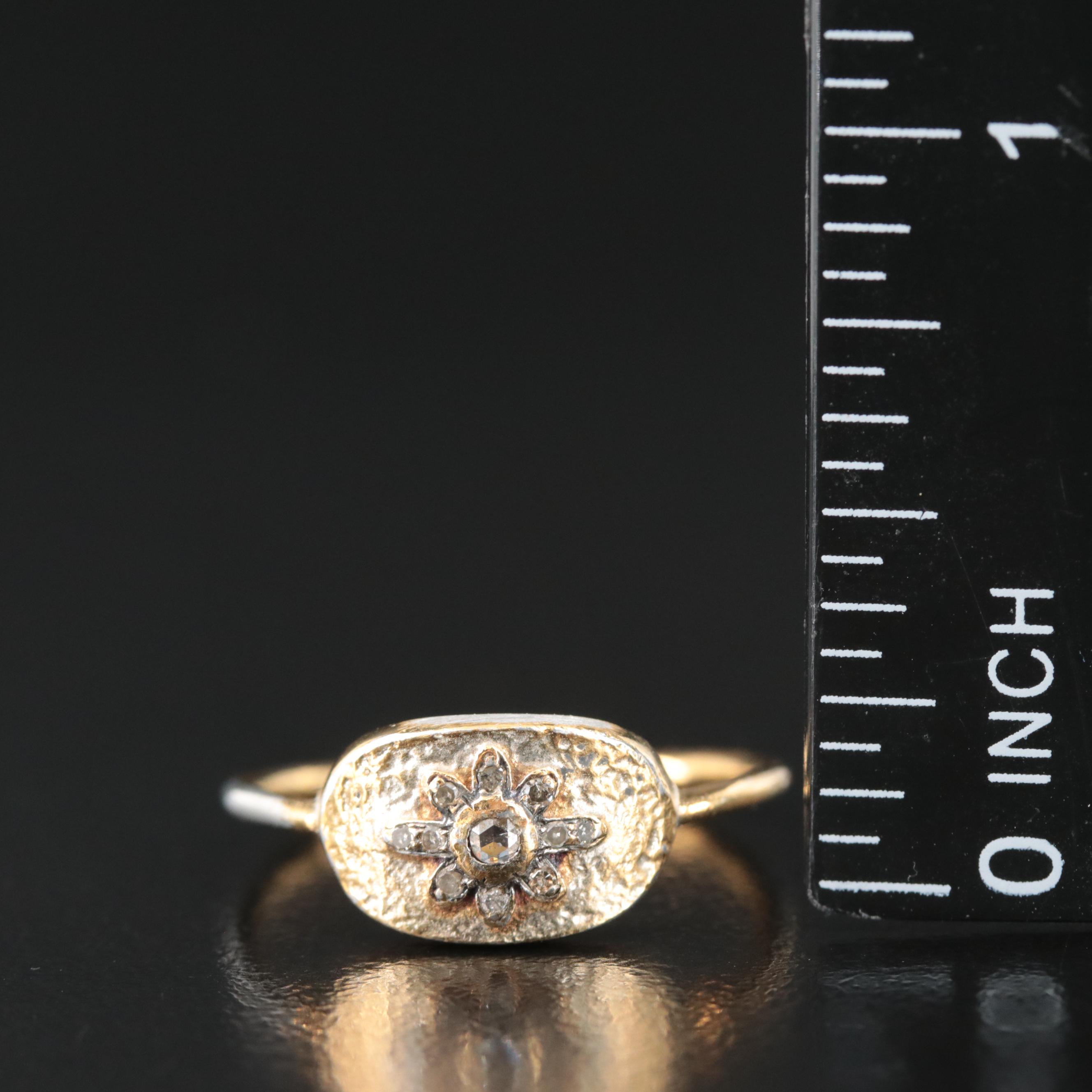 Sterling Diamond Flower Ring