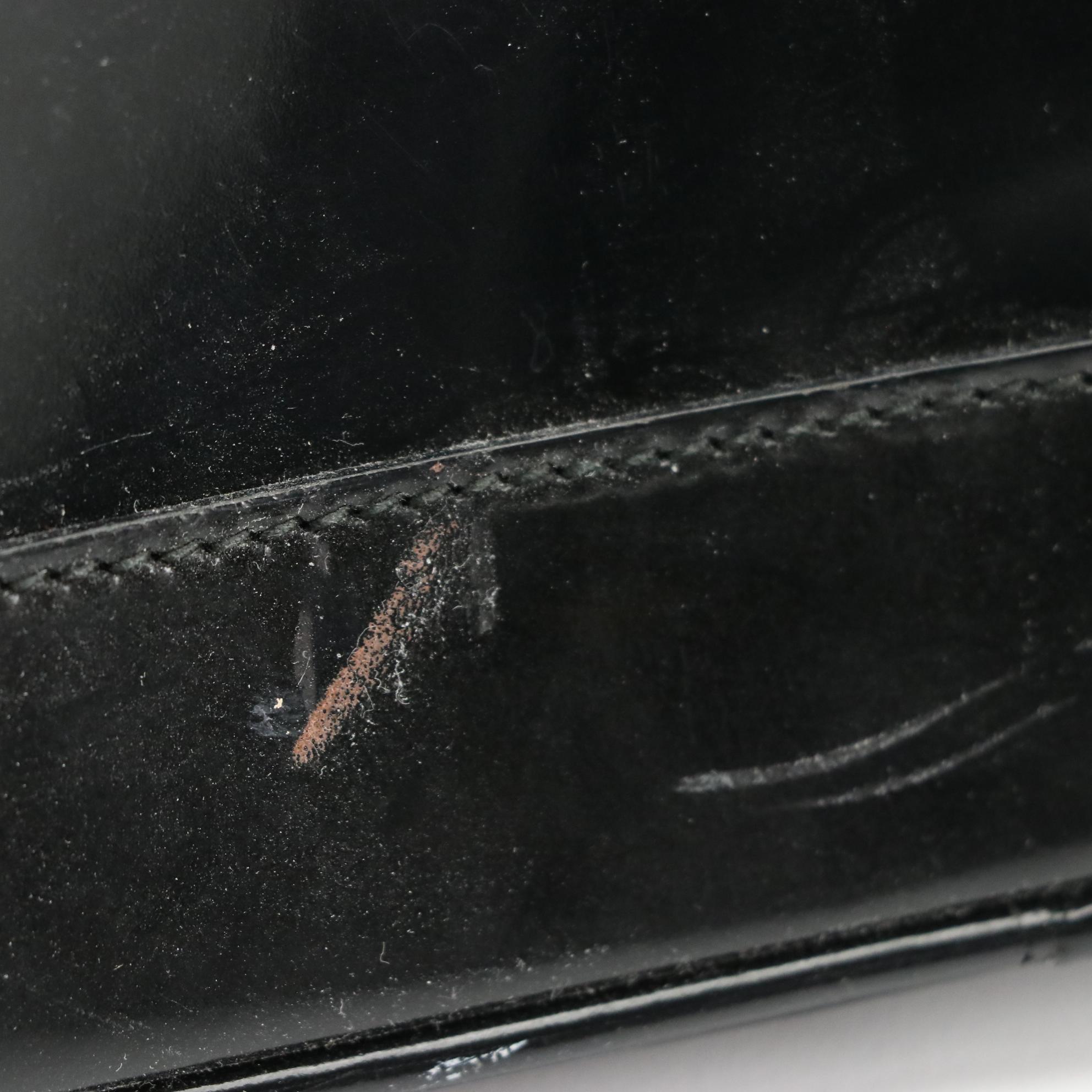 Gucci Black Patent Leather Top Handle Dome Bag with Bamboo Zipper Pulls