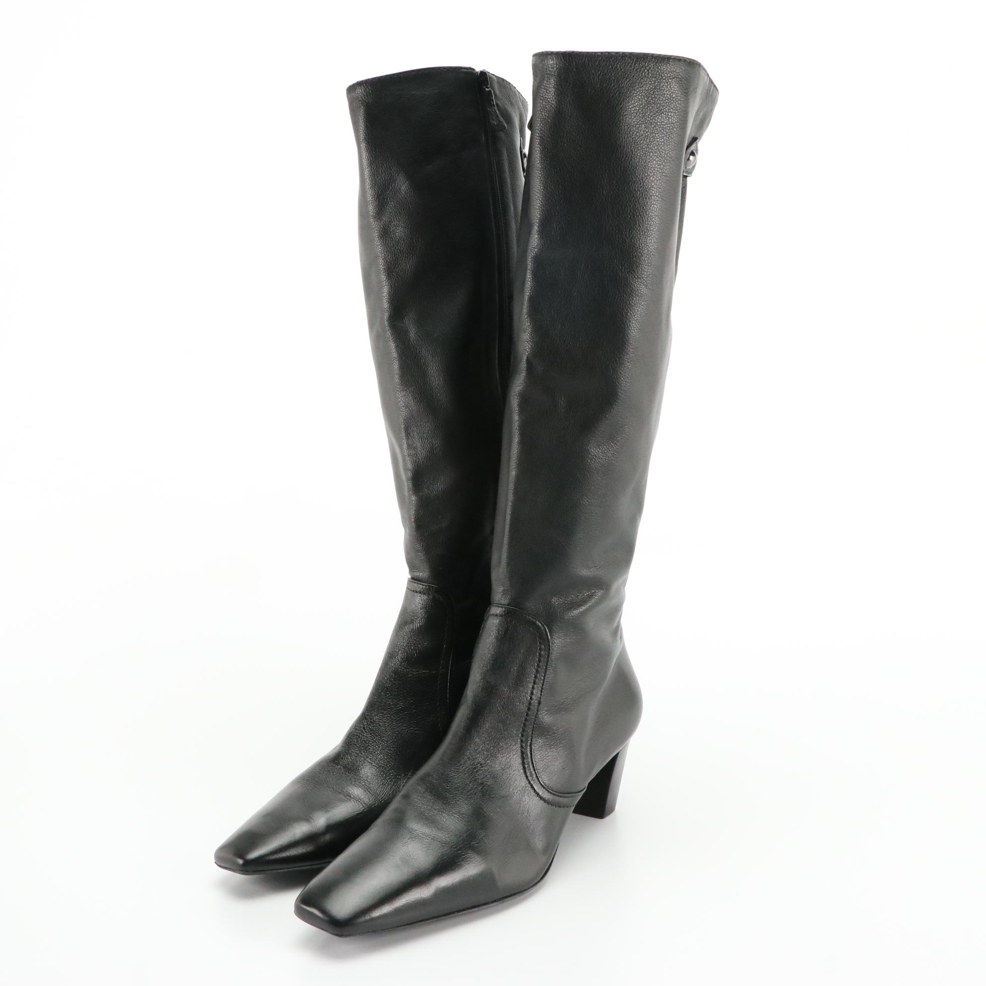 Cole Haan Black Leather Knee-High and Ankle Boots