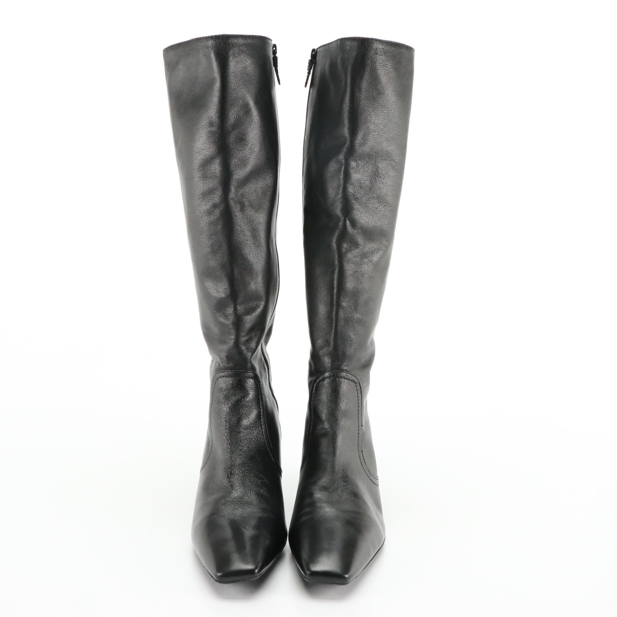 Cole Haan Black Leather Knee-High and Ankle Boots