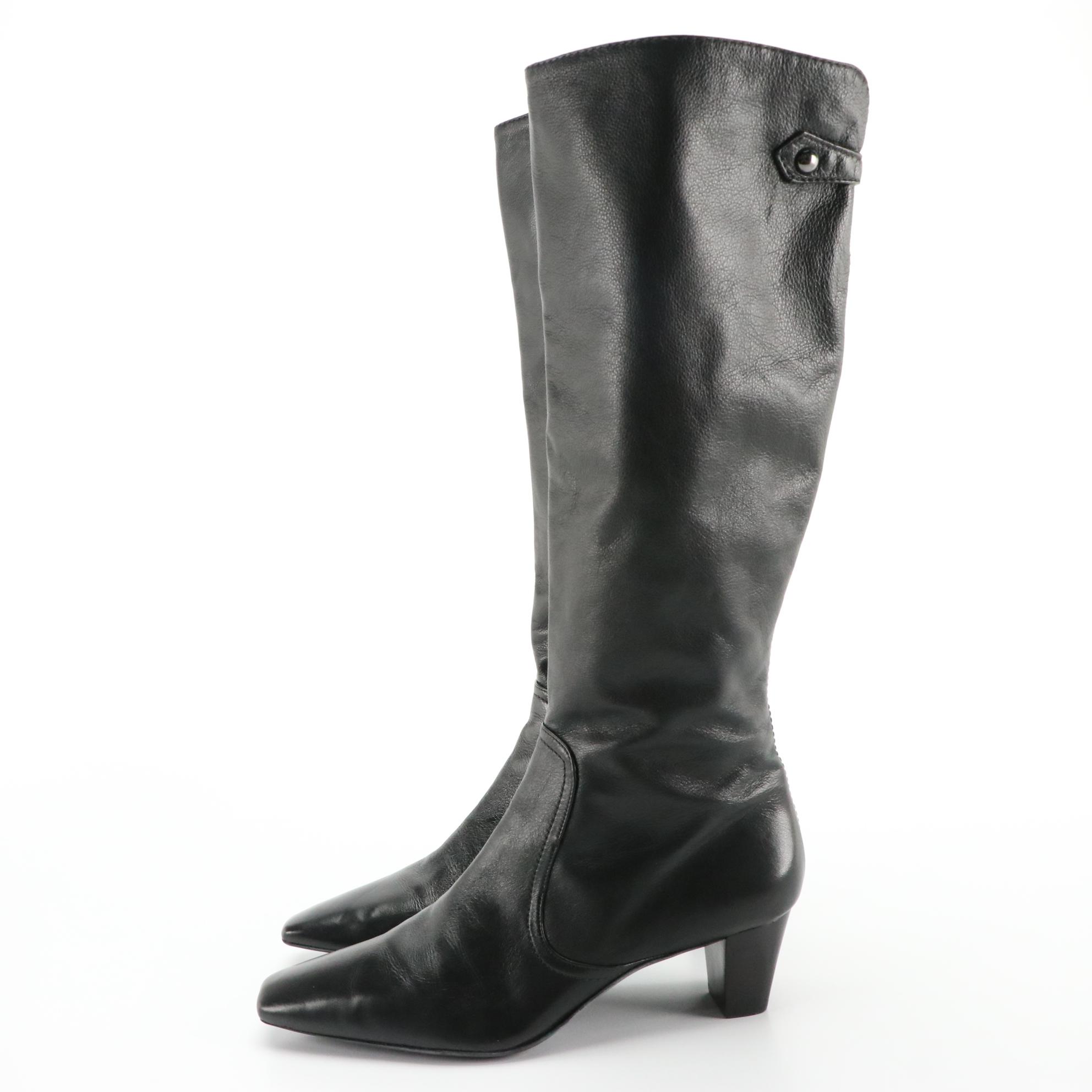 Cole Haan Black Leather Knee-High and Ankle Boots