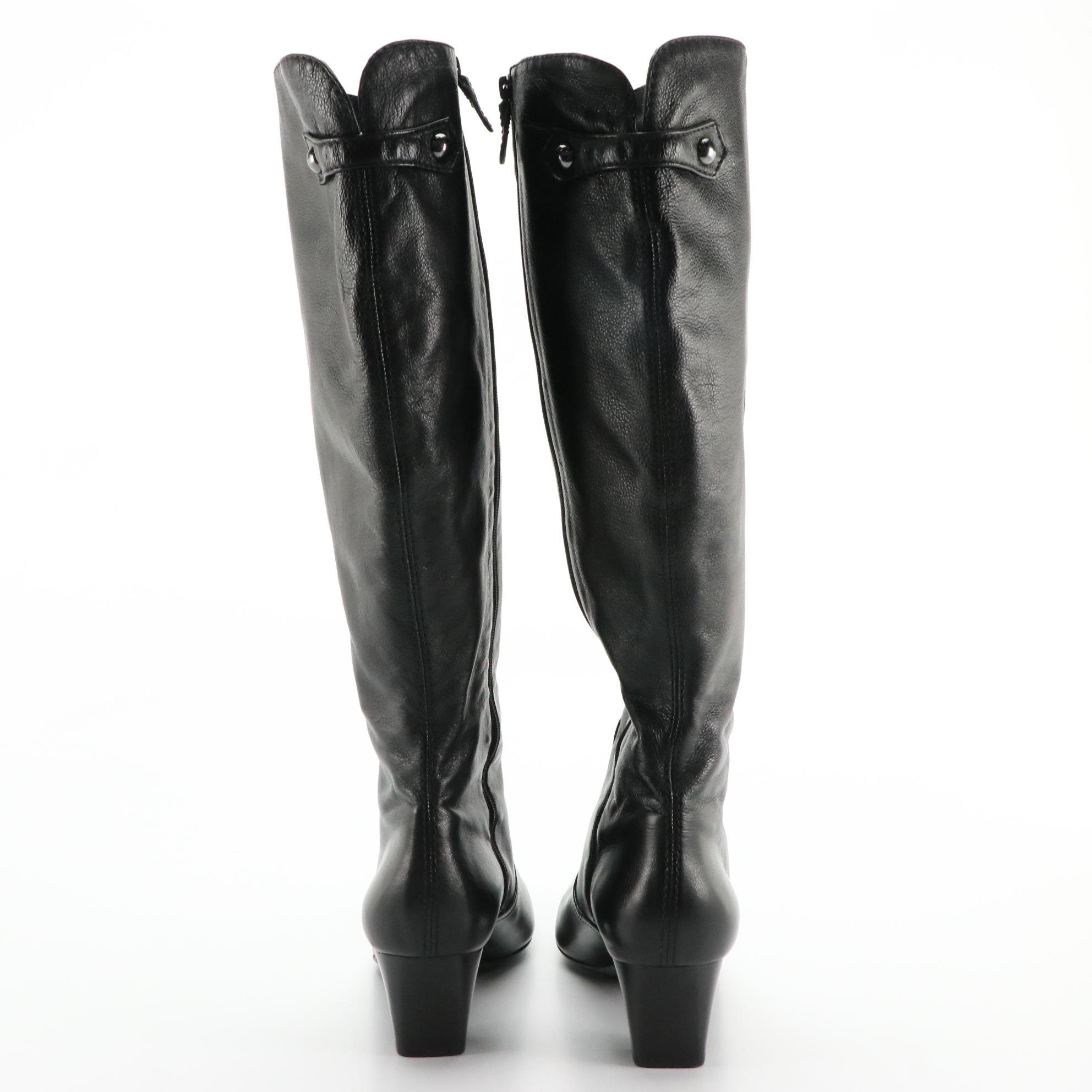 Cole Haan Black Leather Knee-High and Ankle Boots