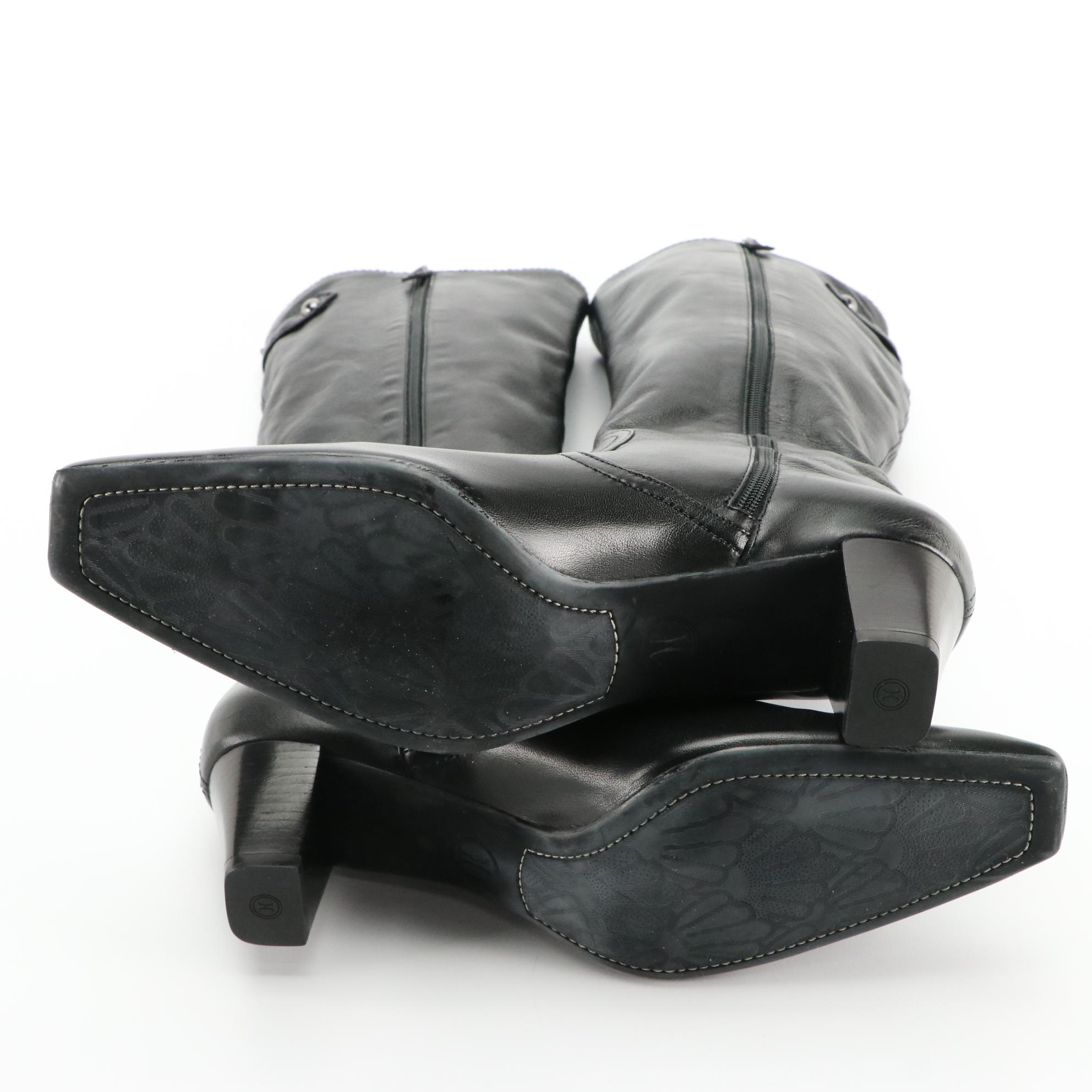 Cole Haan Black Leather Knee-High and Ankle Boots