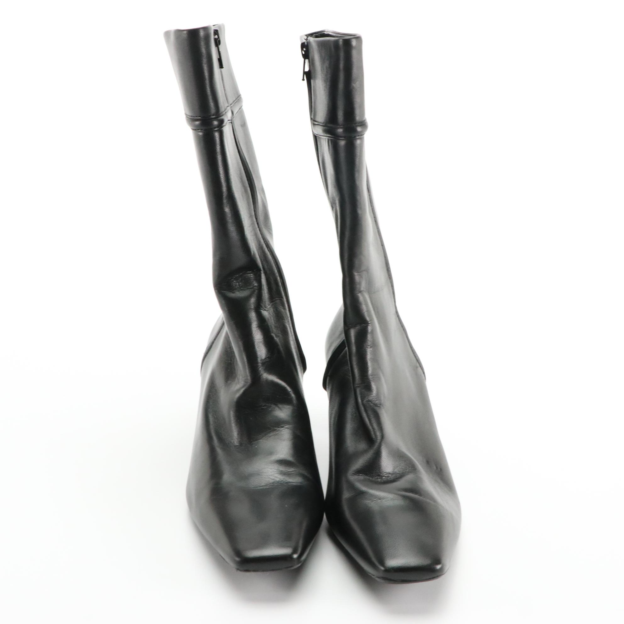 Cole Haan Black Leather Knee-High and Ankle Boots