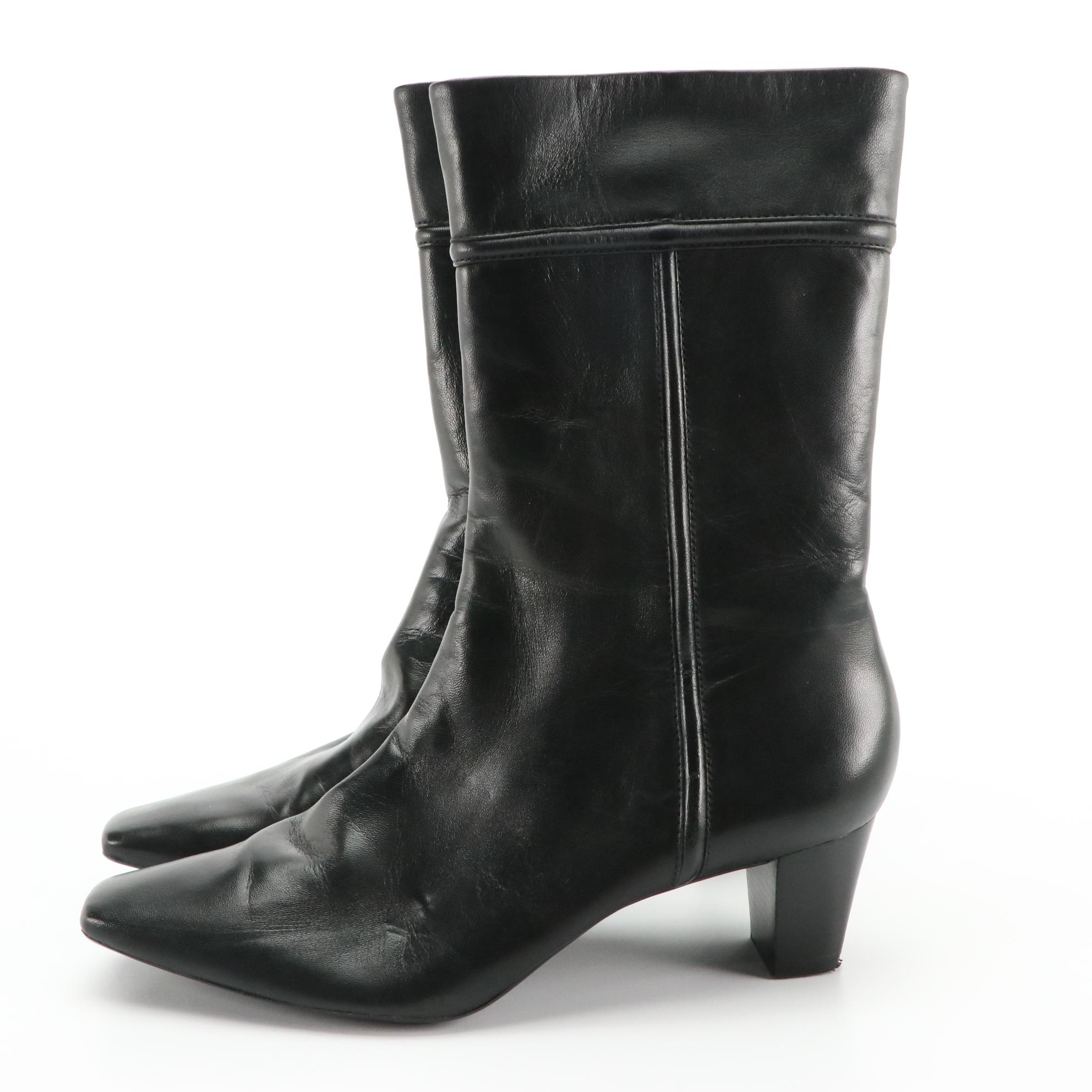 Cole Haan Black Leather Knee-High and Ankle Boots