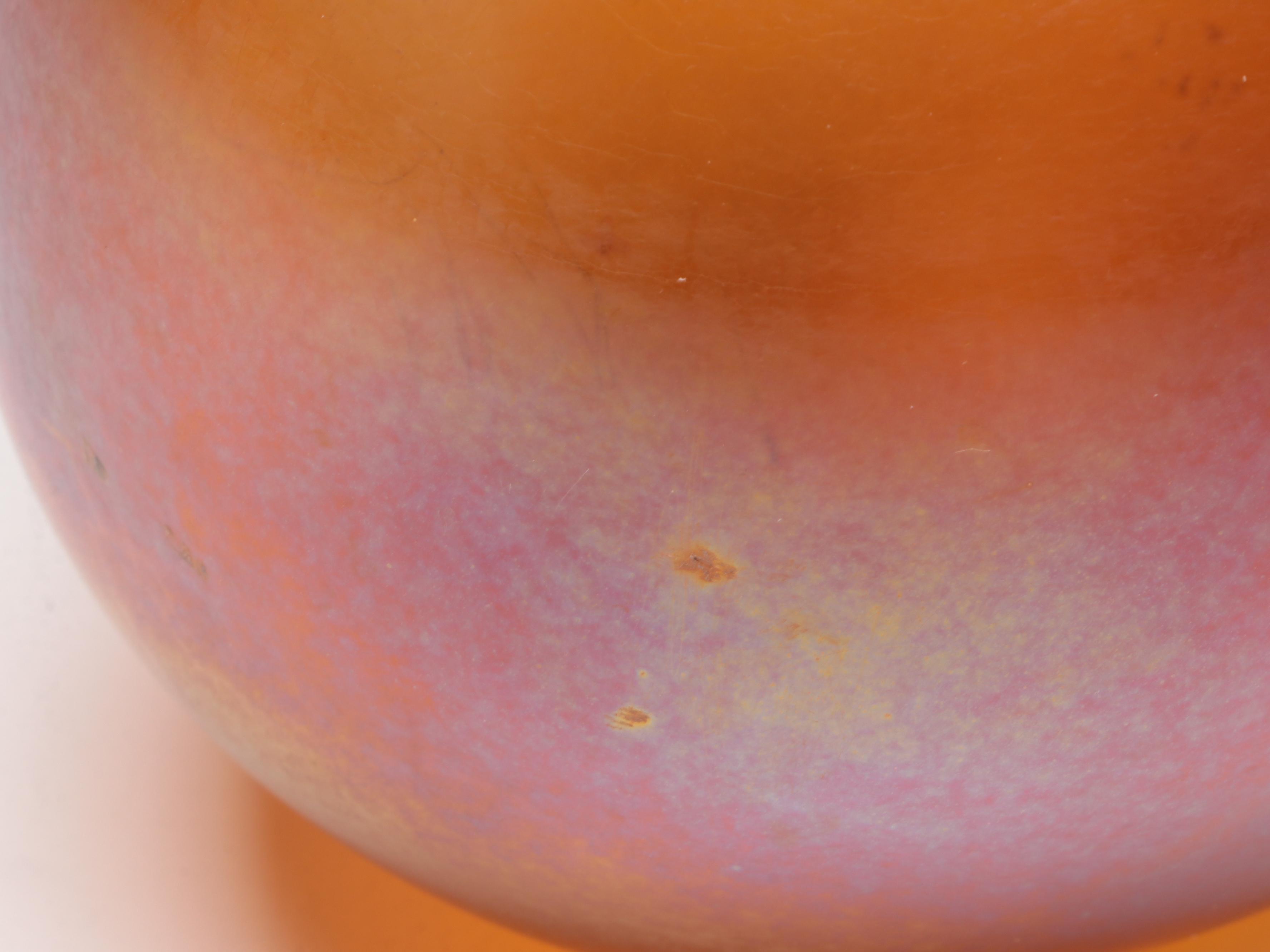 Robert Barber Handblown Iridescent Amber Studio Art Glass Vase, 1973