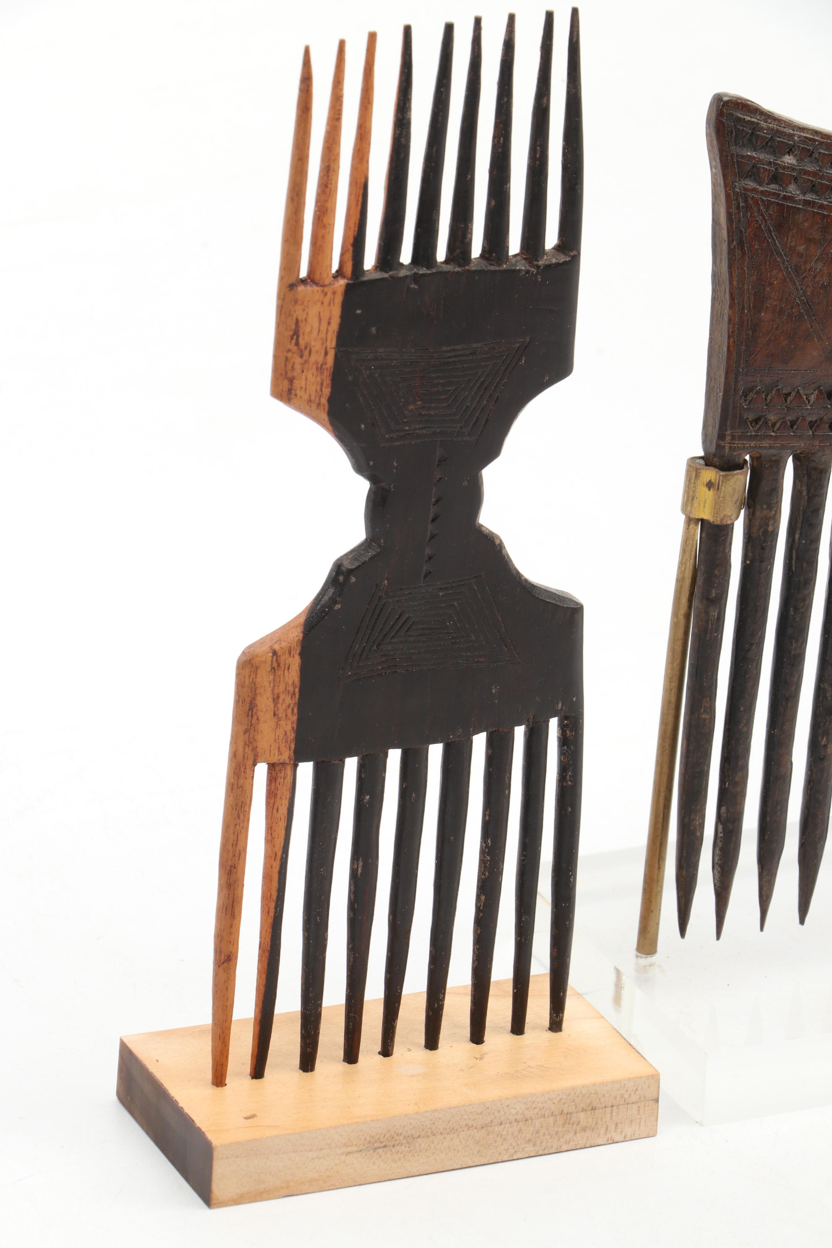 Swahili Ebony Wood Dual Sided Comb With Ivory Coast Baule Comb