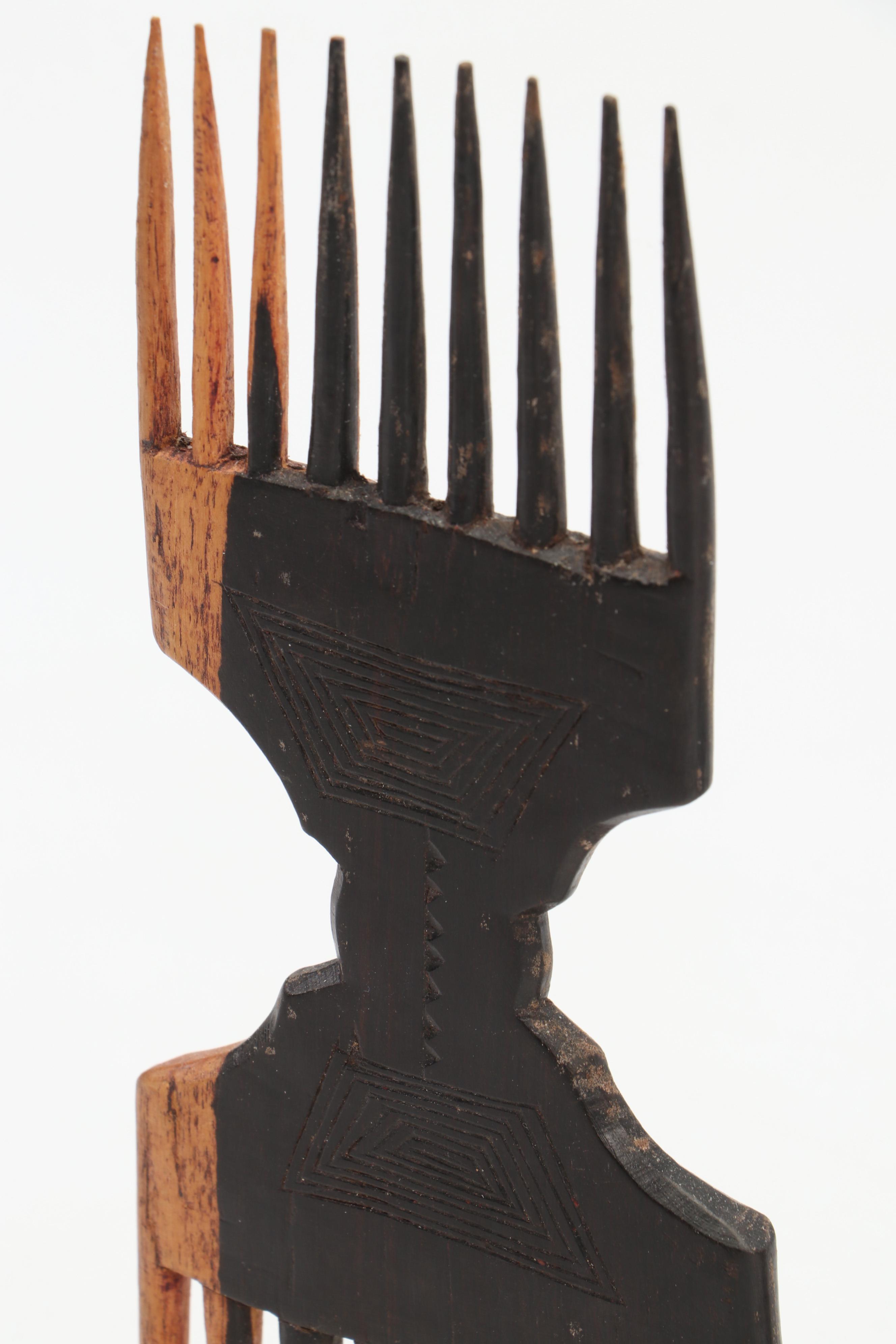 Swahili Ebony Wood Dual Sided Comb With Ivory Coast Baule Comb