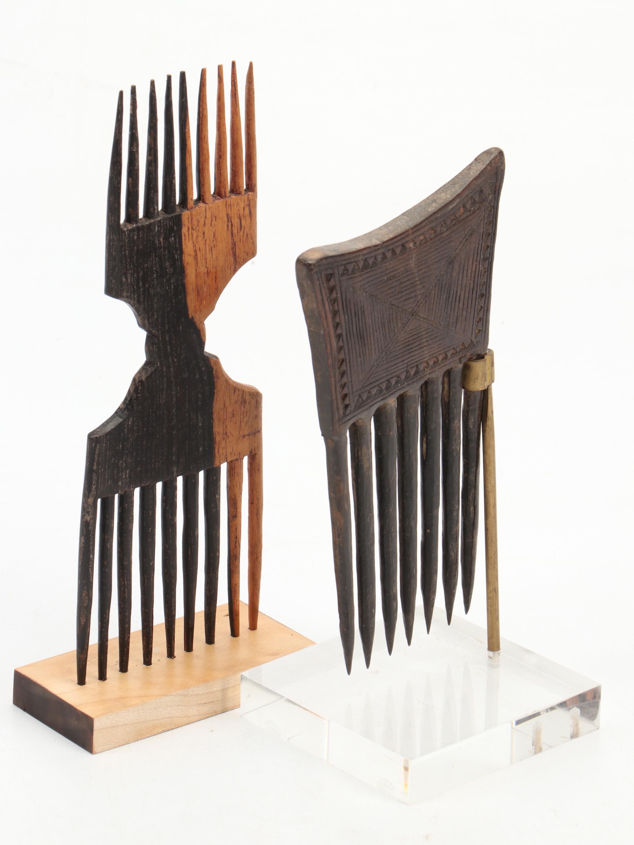 Swahili Ebony Wood Dual Sided Comb With Ivory Coast Baule Comb