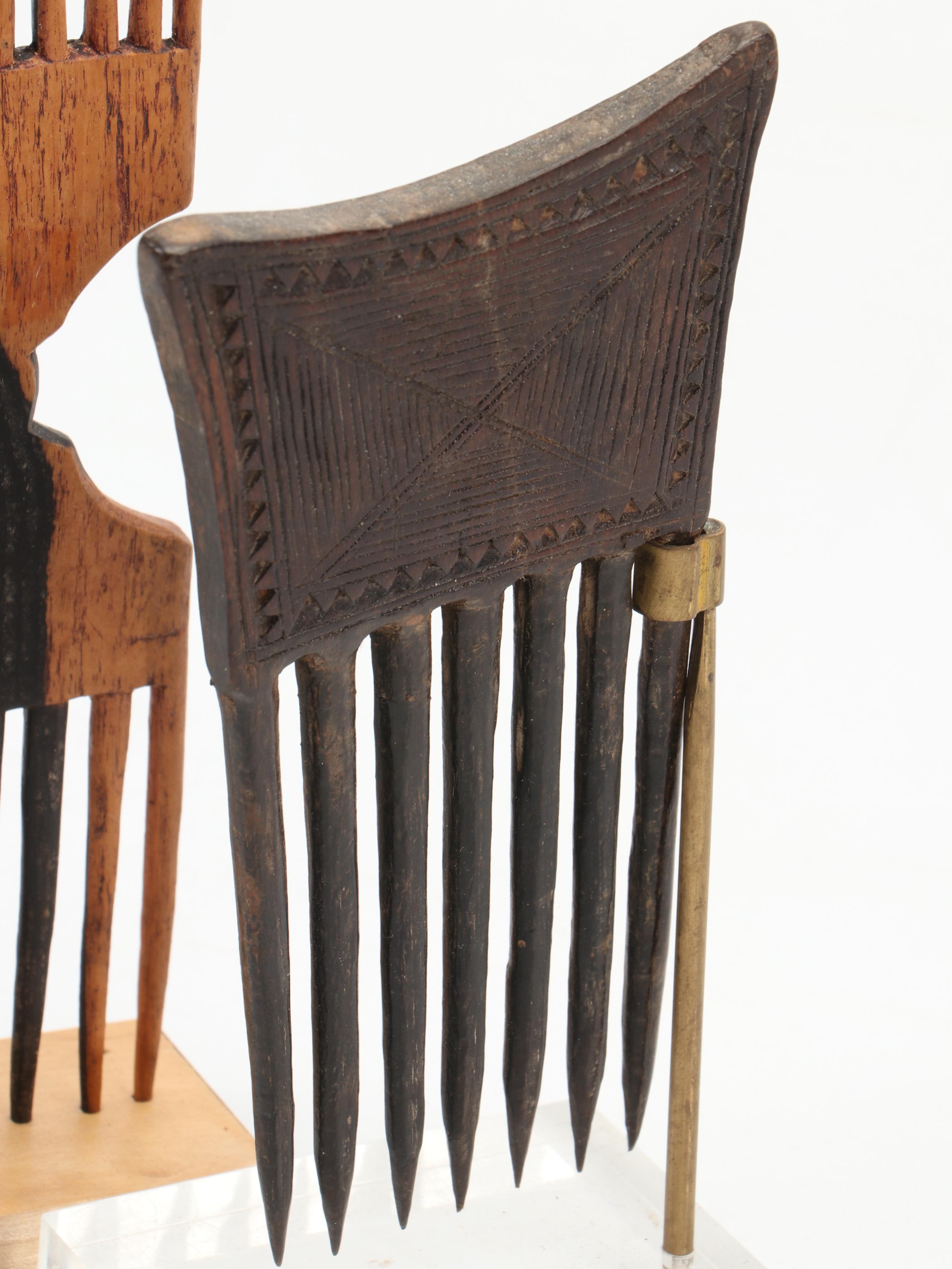 Swahili Ebony Wood Dual Sided Comb With Ivory Coast Baule Comb