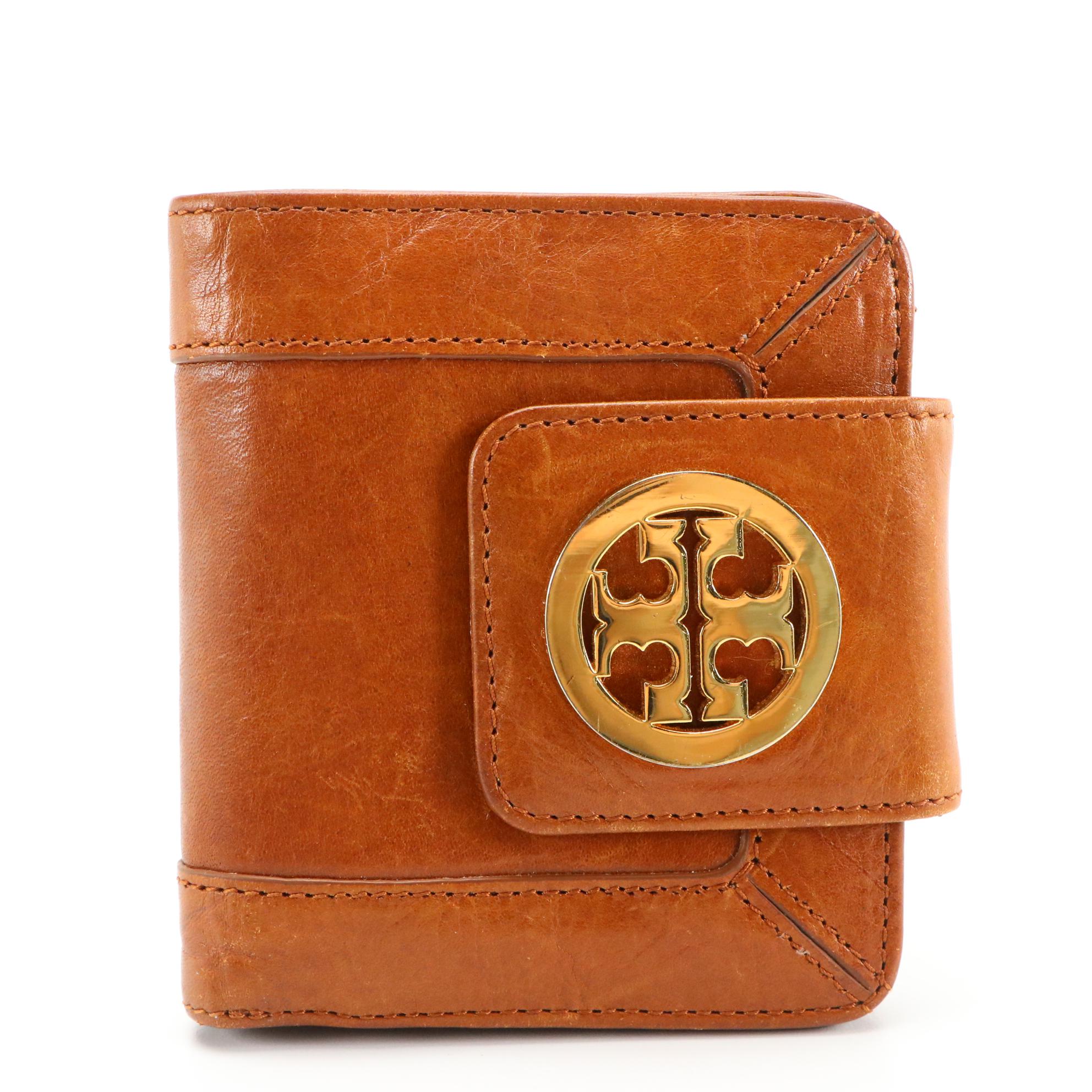 Tory Burch Brown and Black Leather Wallets, Navy Blue Leather Coin Pouch