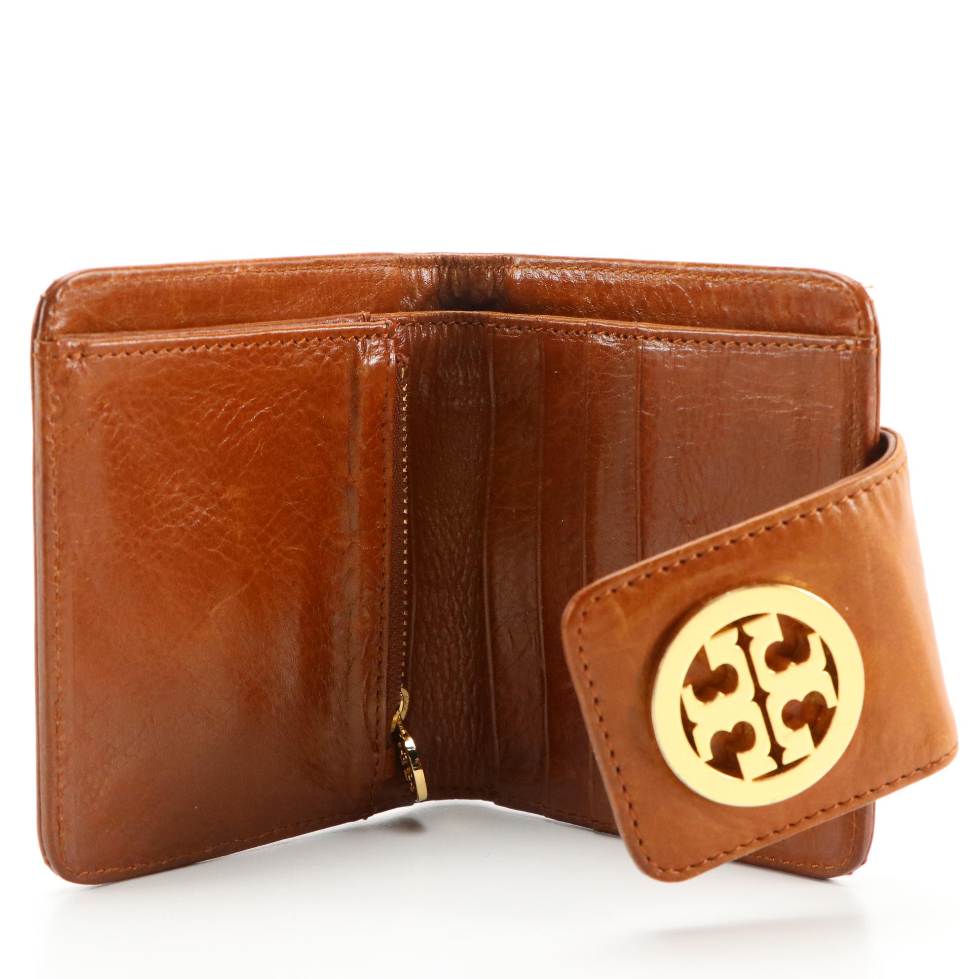 Tory Burch Brown and Black Leather Wallets, Navy Blue Leather Coin Pouch