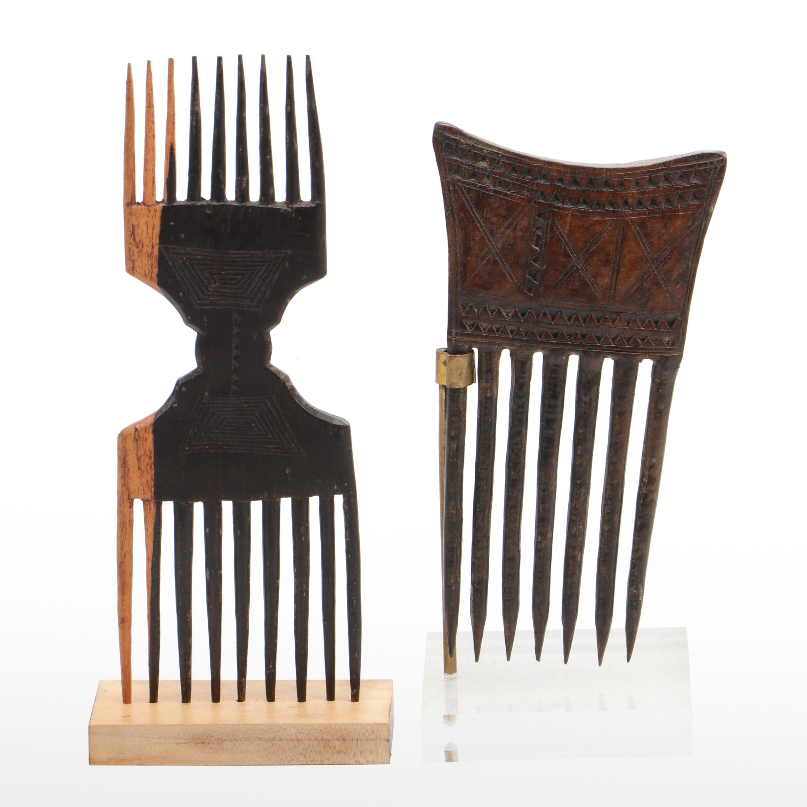 Swahili Ebony Wood Dual Sided Comb With Ivory Coast Baule Comb EBTH