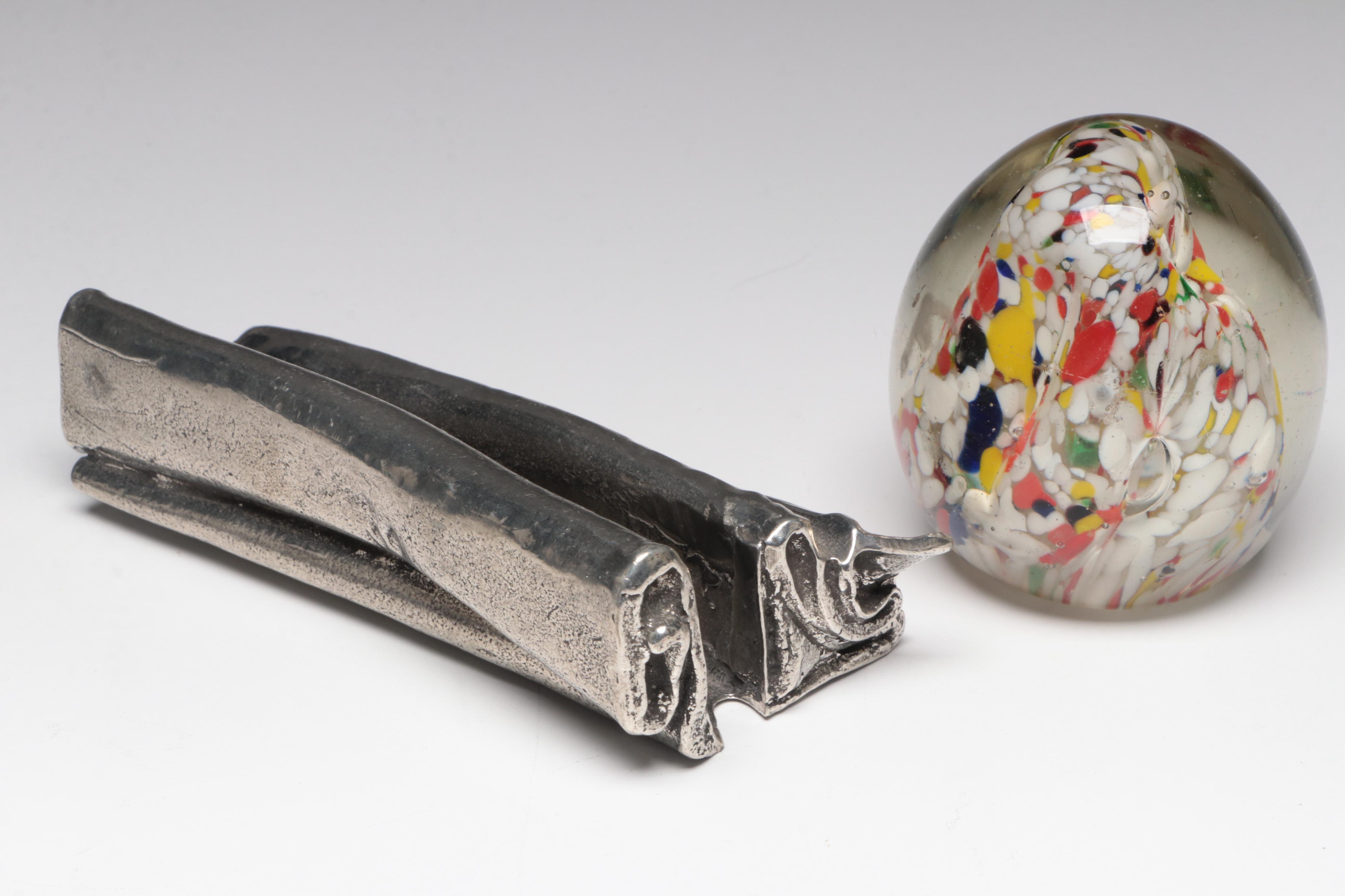 Standing Cube Crystal Paperweight with Murano Style Glass Paperweight and More