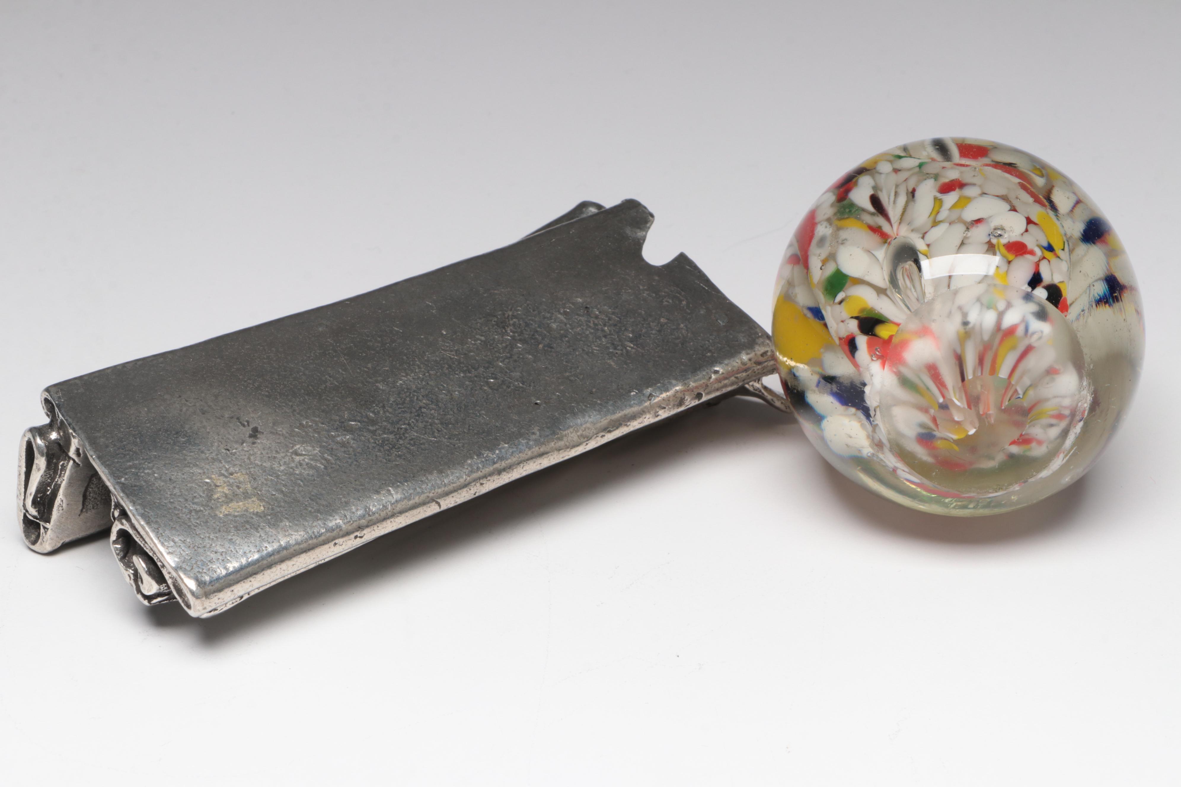 Standing Cube Crystal Paperweight with Murano Style Glass Paperweight and More