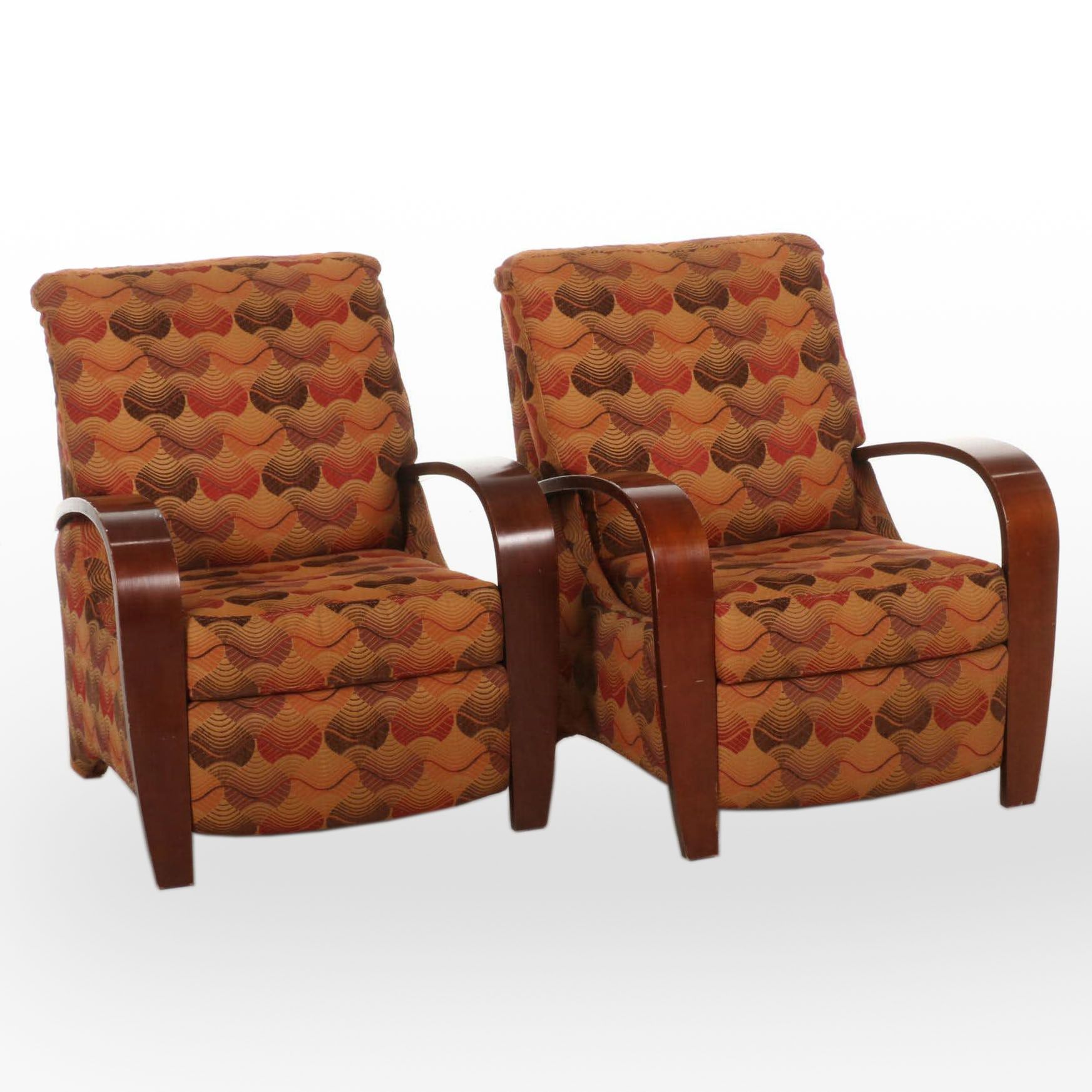 Pair of Post Modernist Style Woven Fabric Upholstered Recliners EBTH