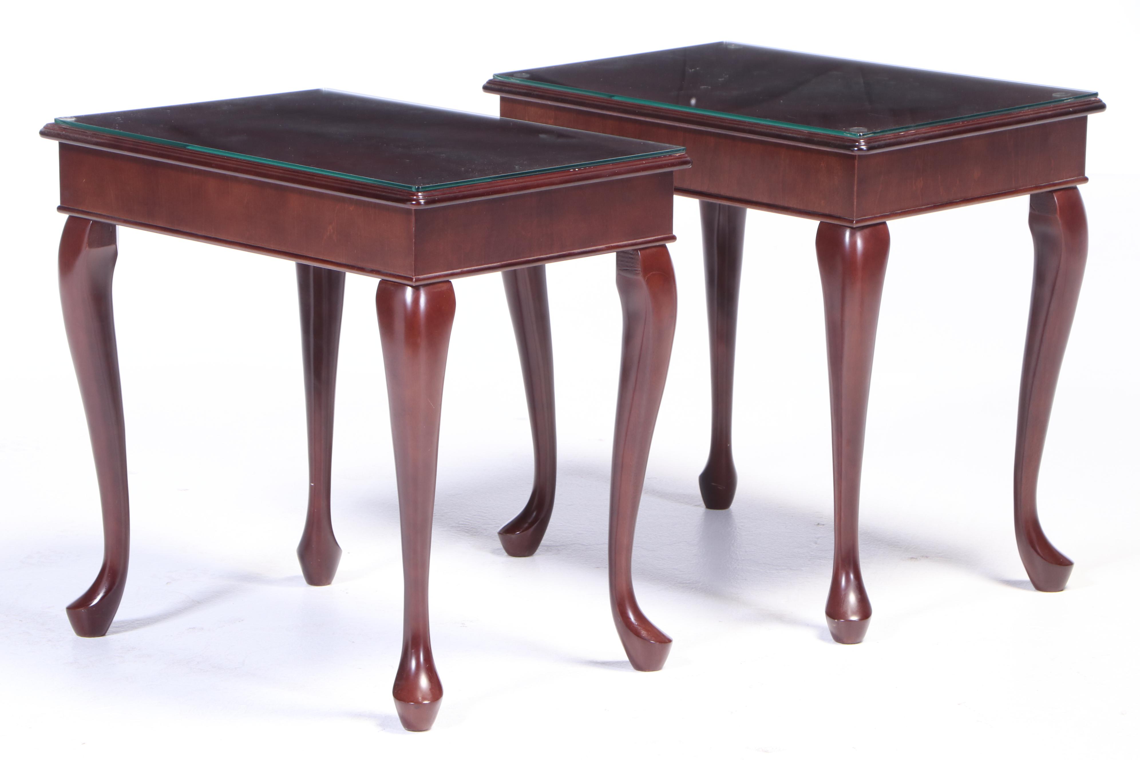 Three Bombay Company Queen Anne Style Mahogany-Stained Occasional Tables