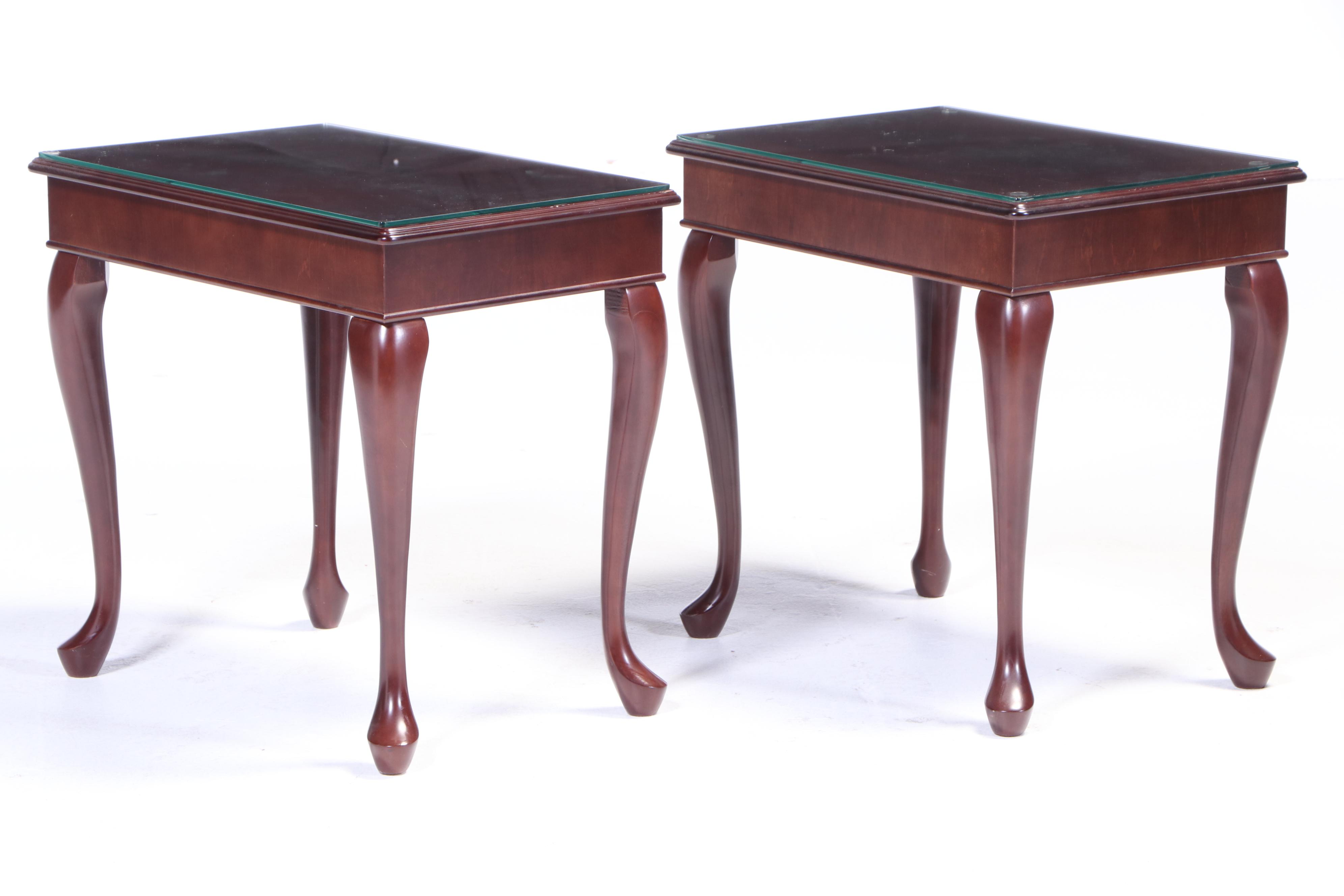 Three Bombay Company Queen Anne Style Mahogany-Stained Occasional Tables