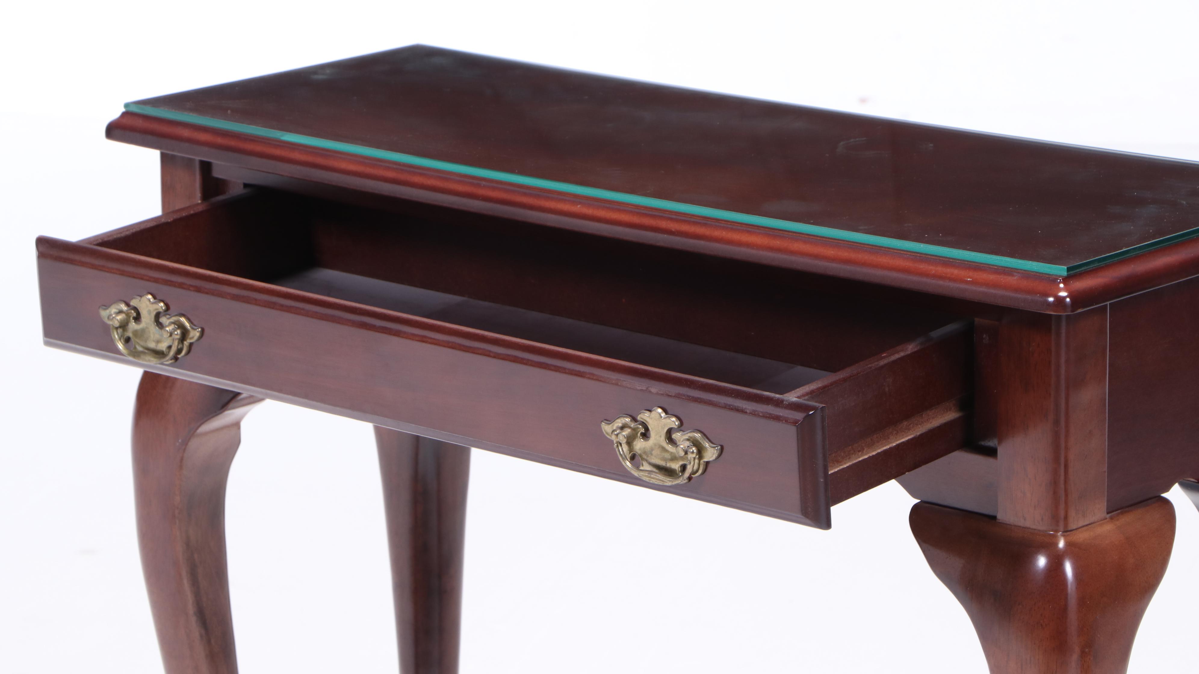 Three Bombay Company Queen Anne Style Mahogany-Stained Occasional Tables