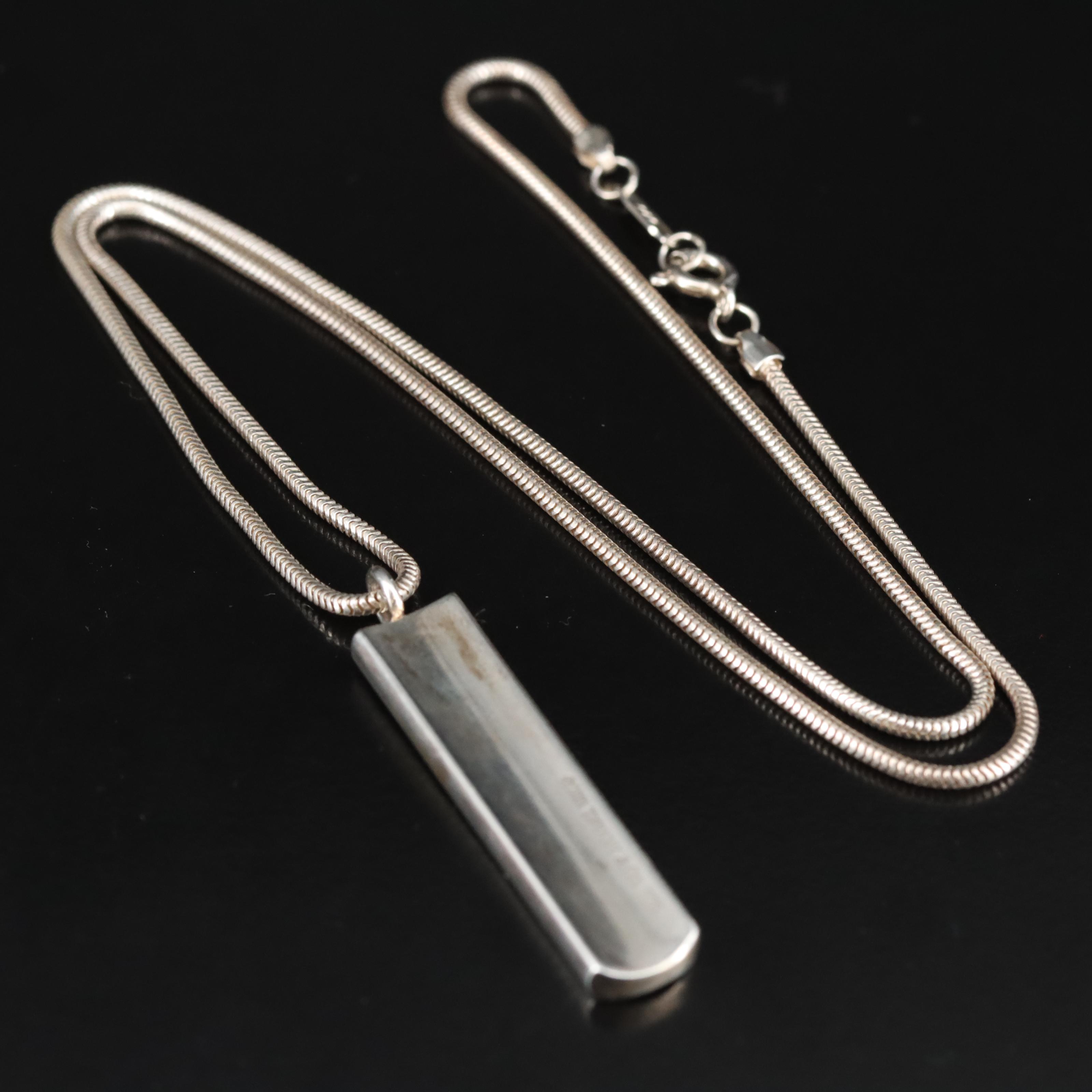 Tiffany & Co. Sterling Bar Pendant Necklace
