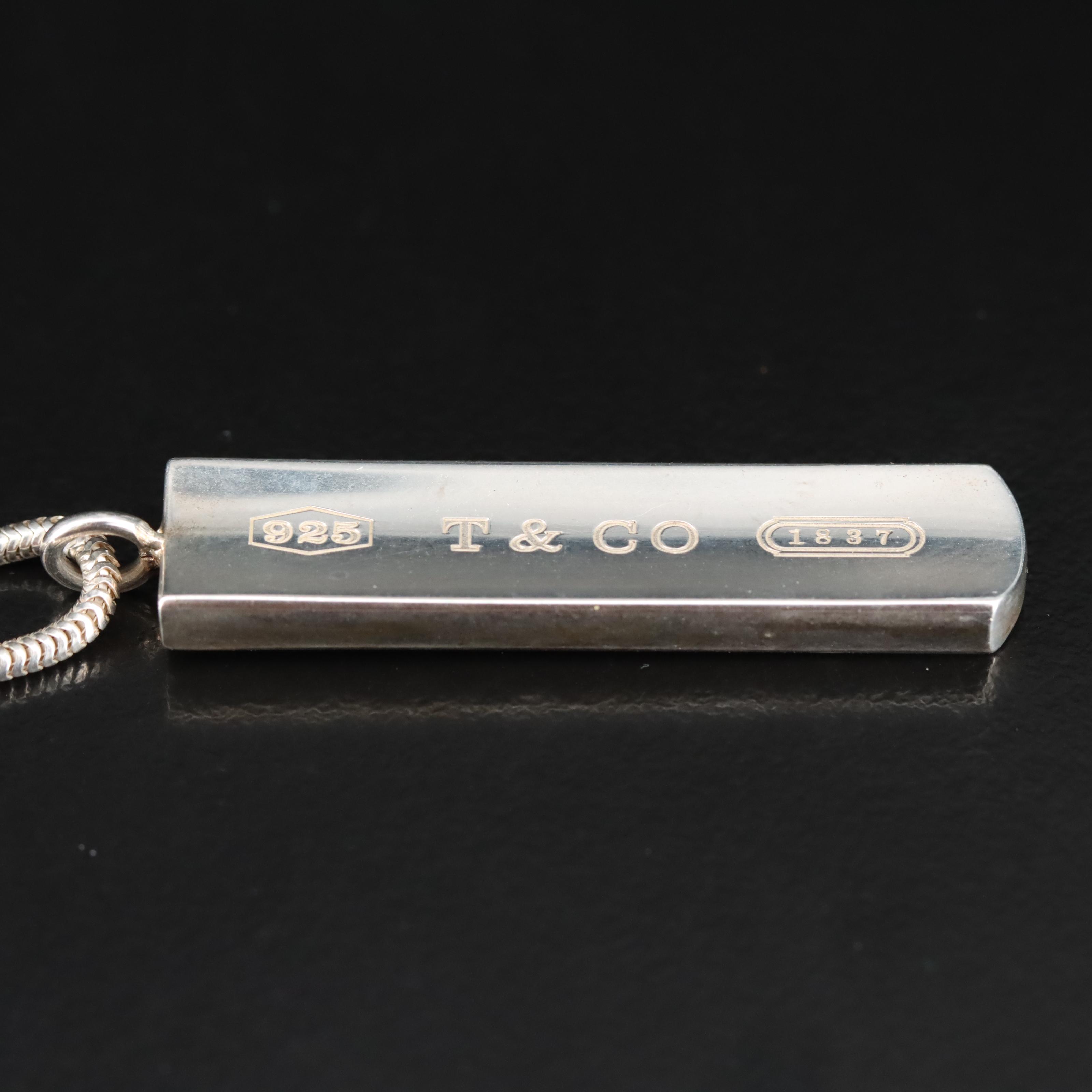 Tiffany & Co. Sterling Bar Pendant Necklace