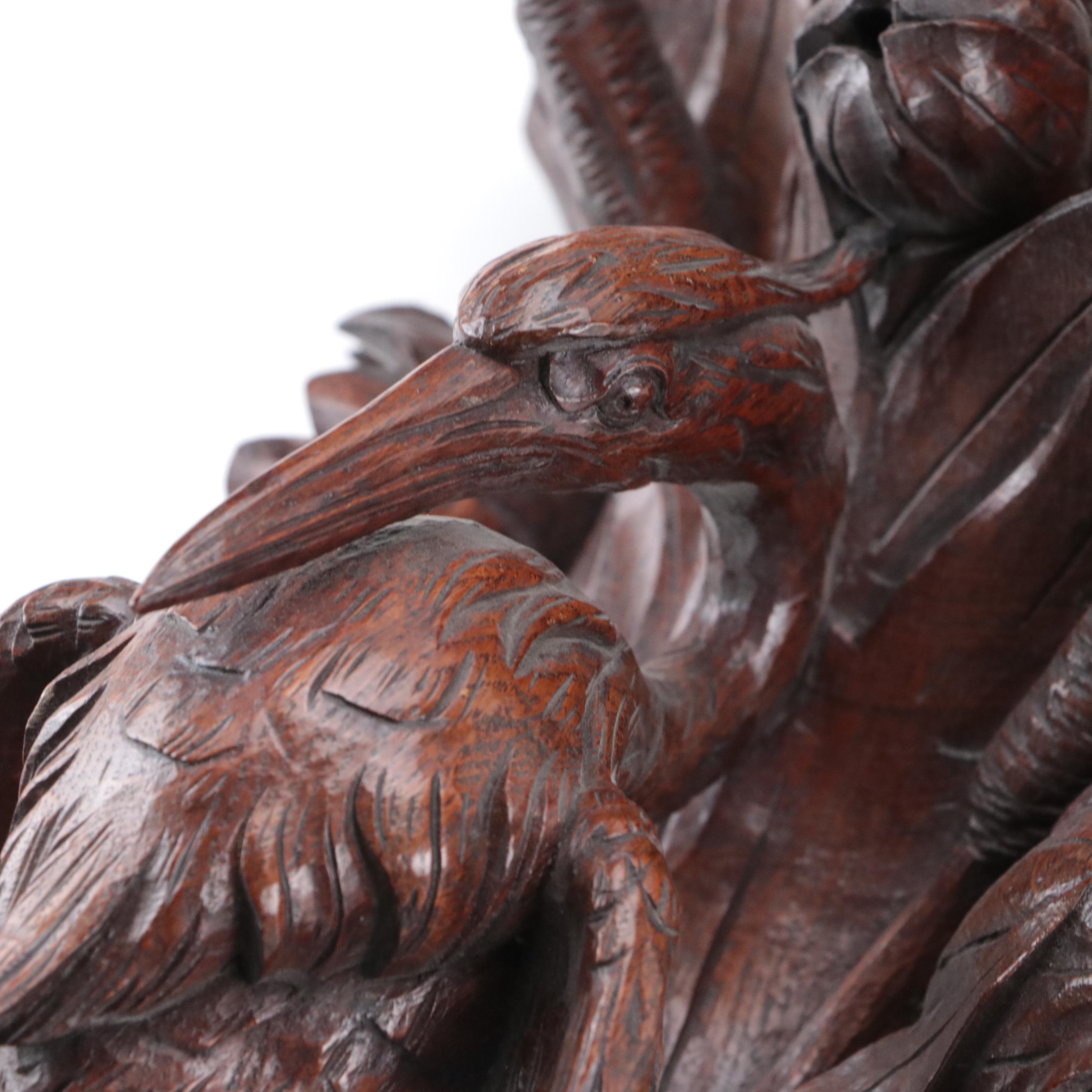 Black Forest Carved Bird Form Wall Shelves