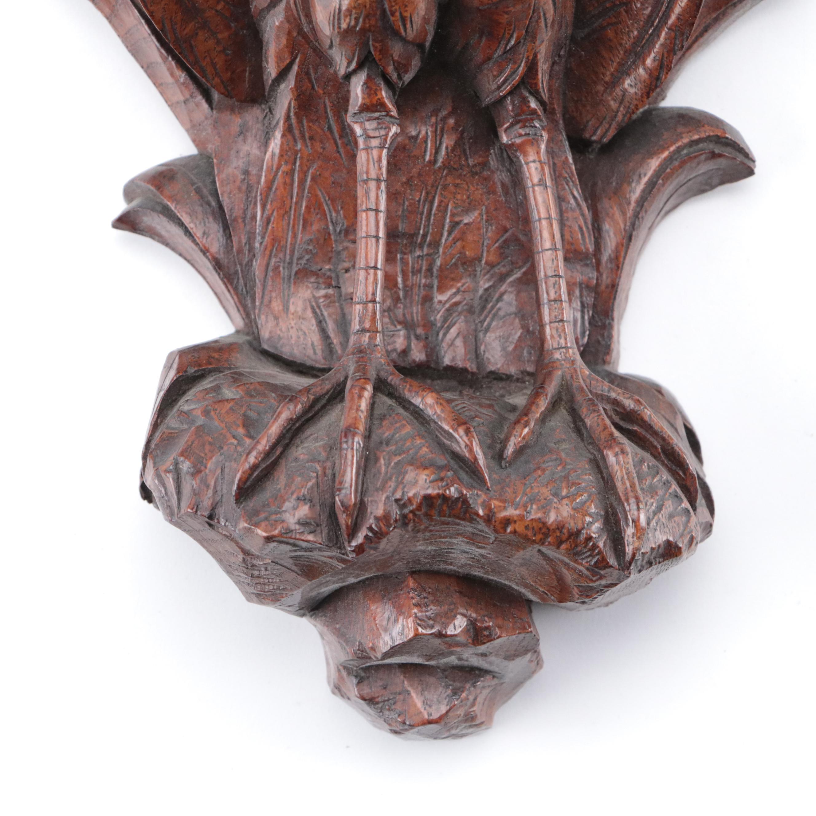 Black Forest Carved Bird Form Wall Shelves