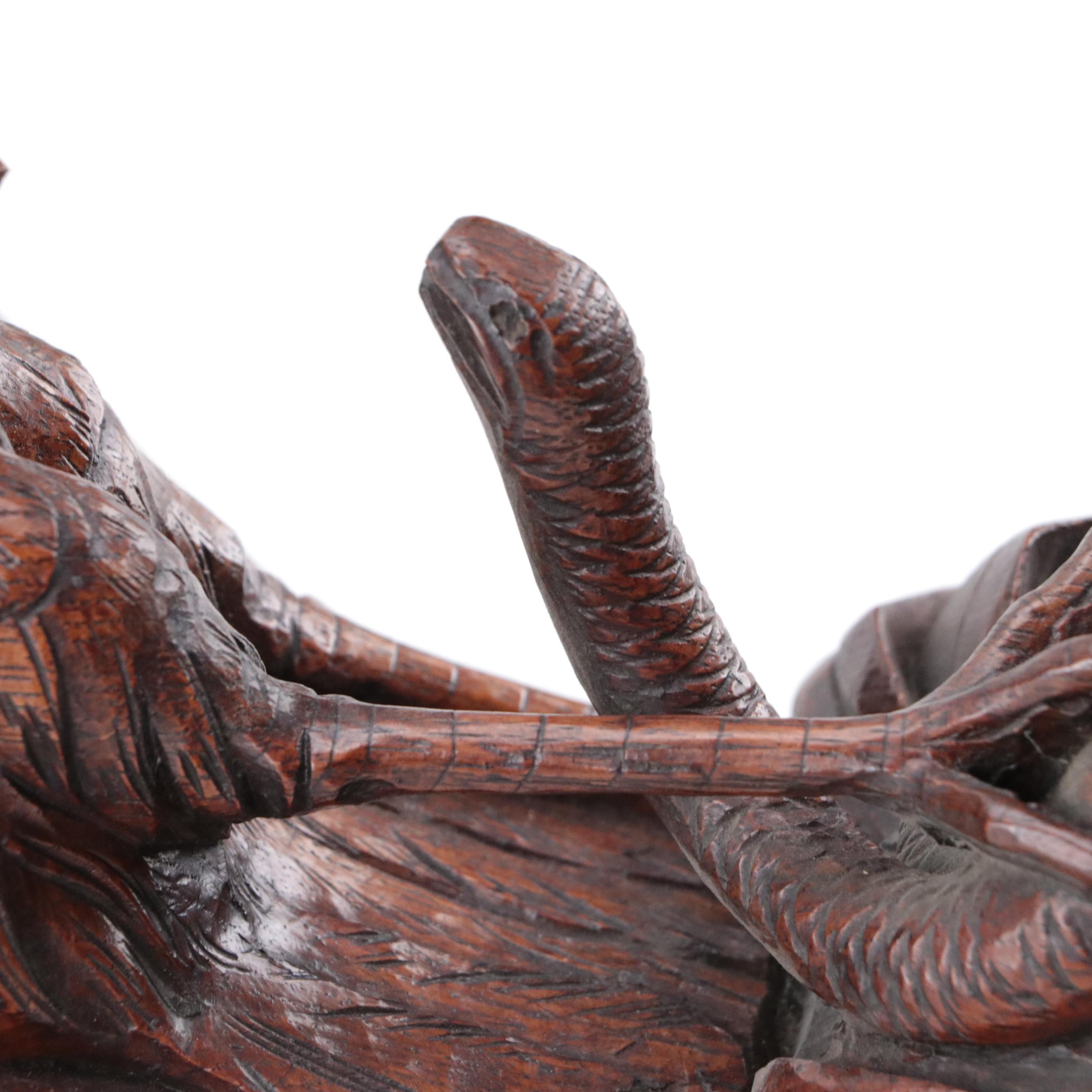 Black Forest Carved Bird Form Wall Shelves