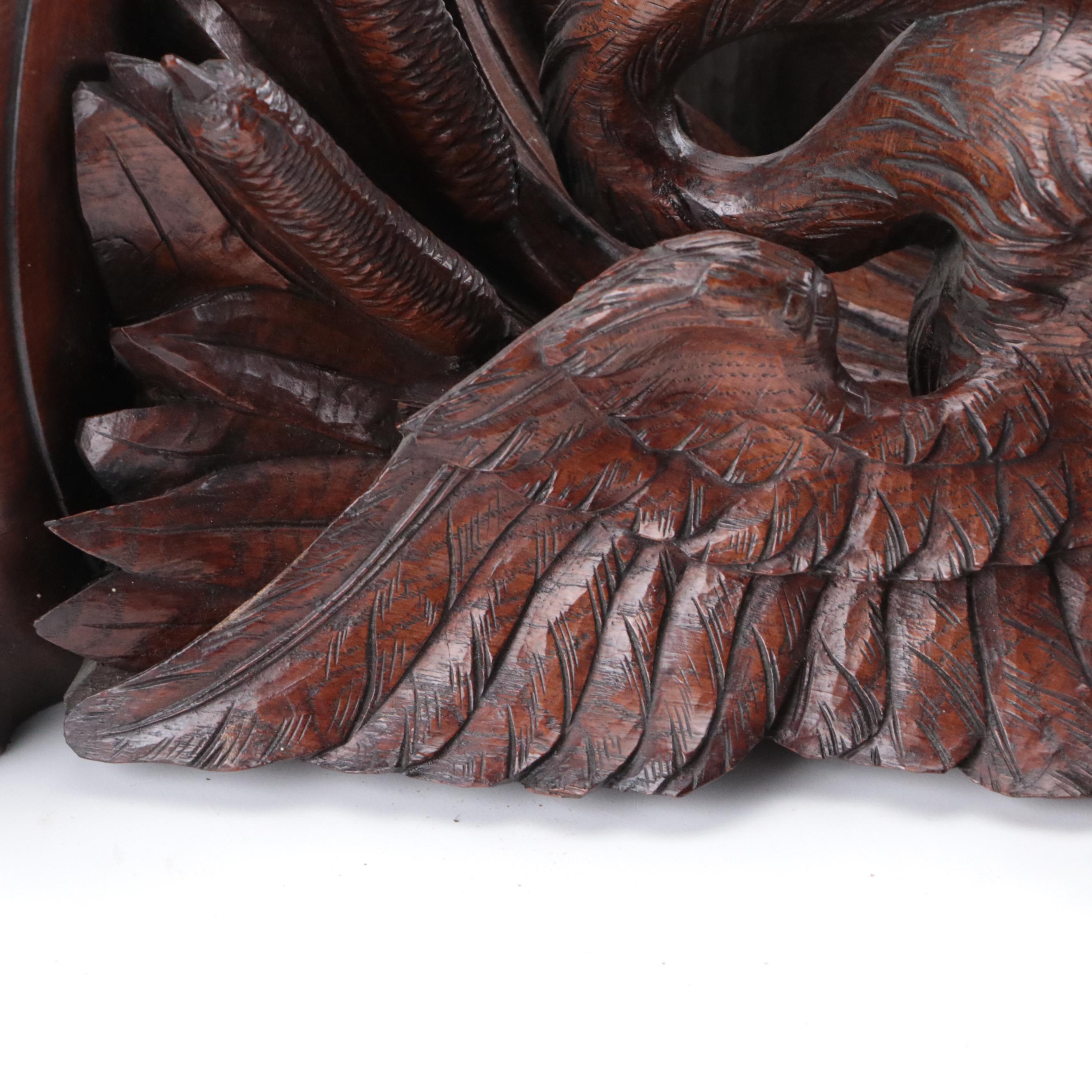Black Forest Carved Bird Form Wall Shelves