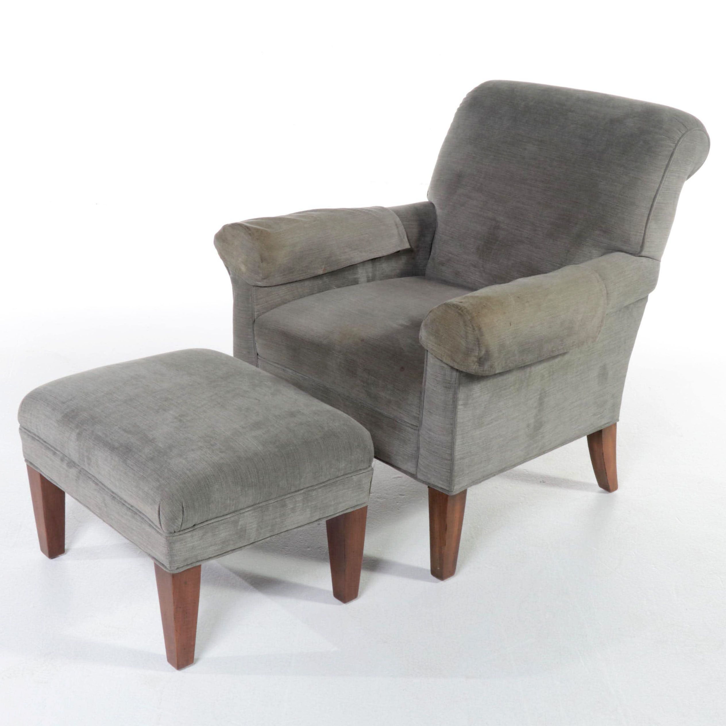 Flexsteel Custom-Upholstered Easy Armchair and Ottoman