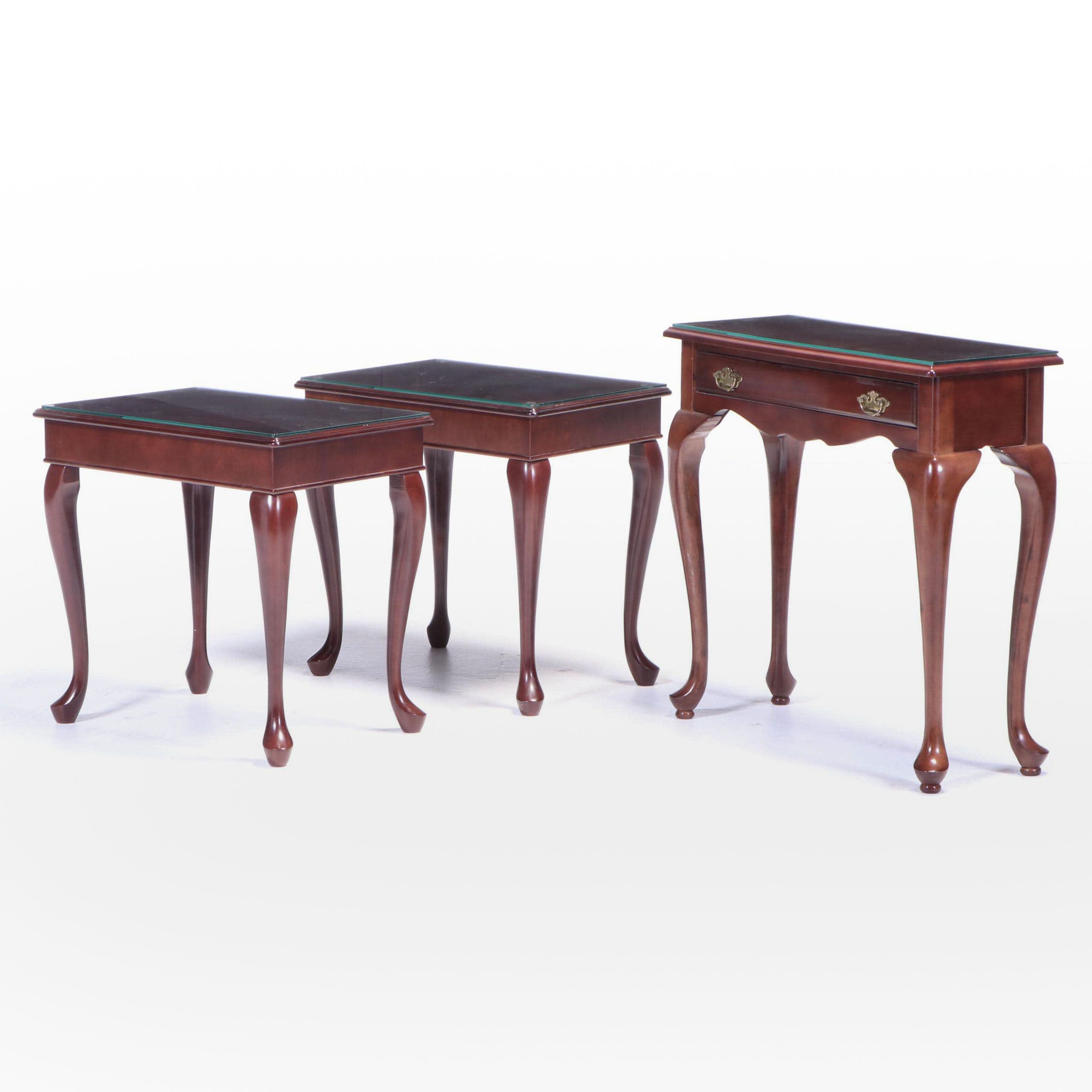 Three Bombay Company Queen Anne Style Mahogany-Stained Occasional Tables