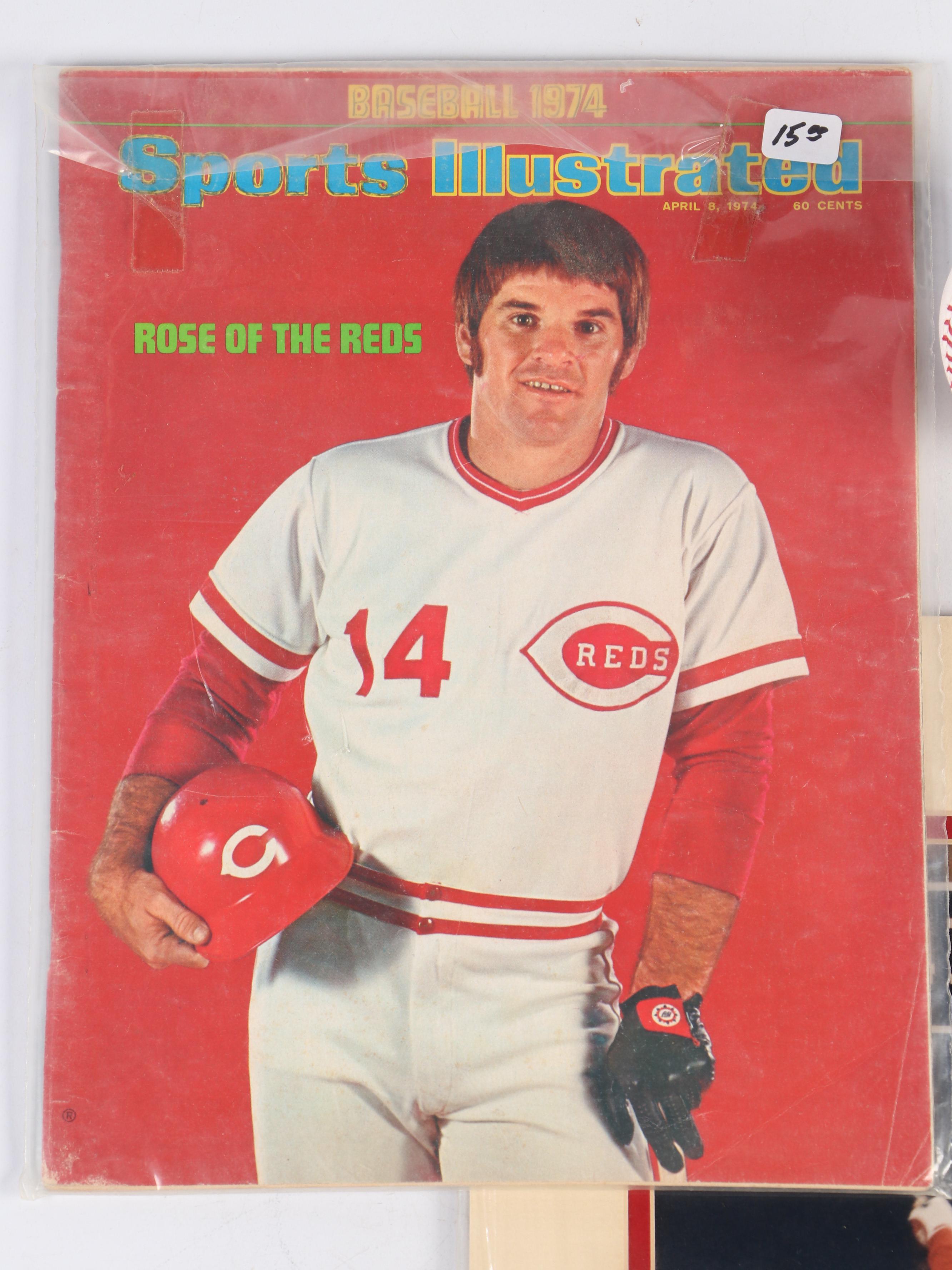 Pete Rose Signed Baseball with Magazines and Hit #4192 Matted Print