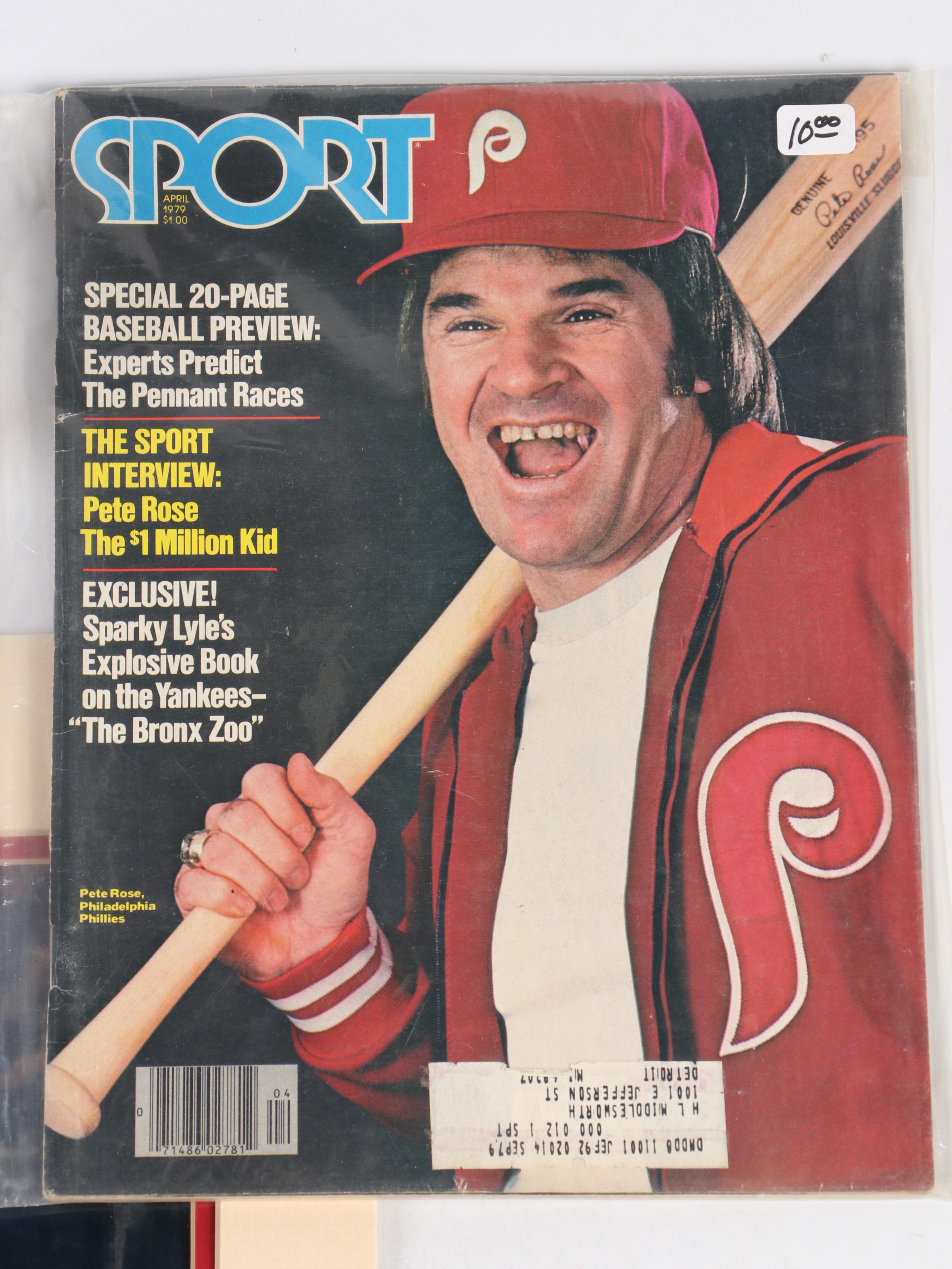 Pete Rose Signed Baseball with Magazines and Hit #4192 Matted Print