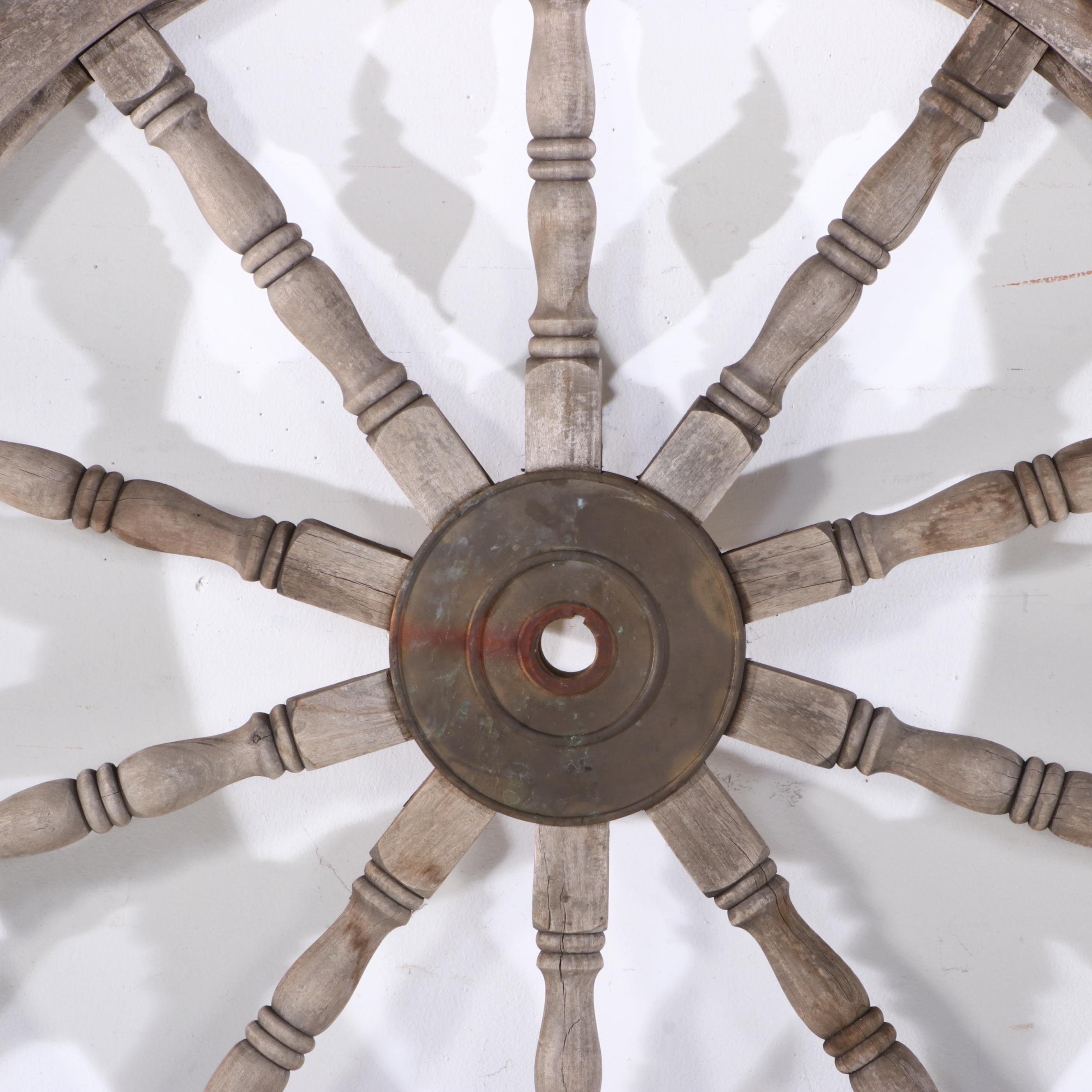 Wood and Metal Ship Captain's Wheel