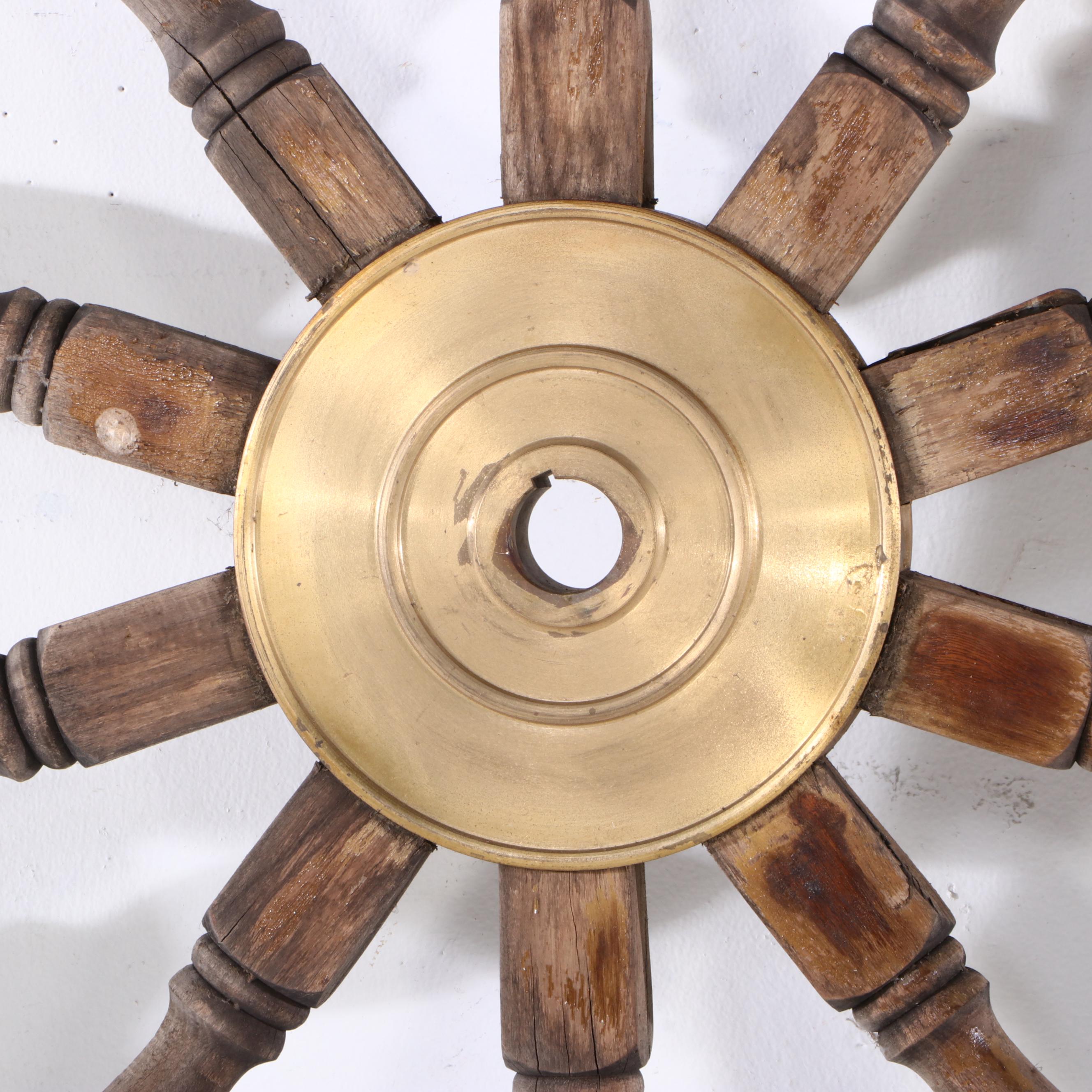 Wood and Metal Ship Captain's Wheel