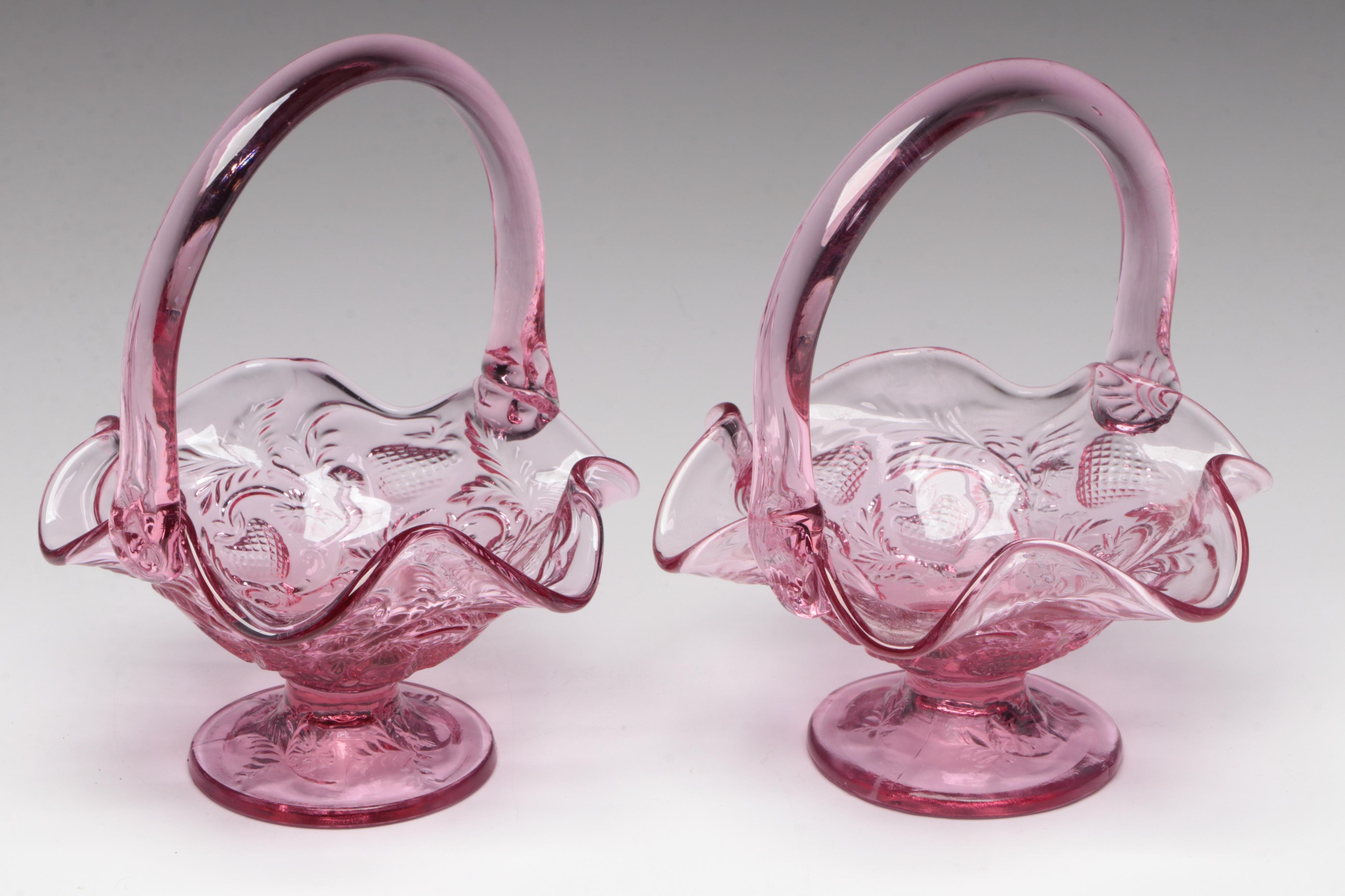 Fenton Glass Baskets with Other Vases and Tableware, Mid-Late 20th Century