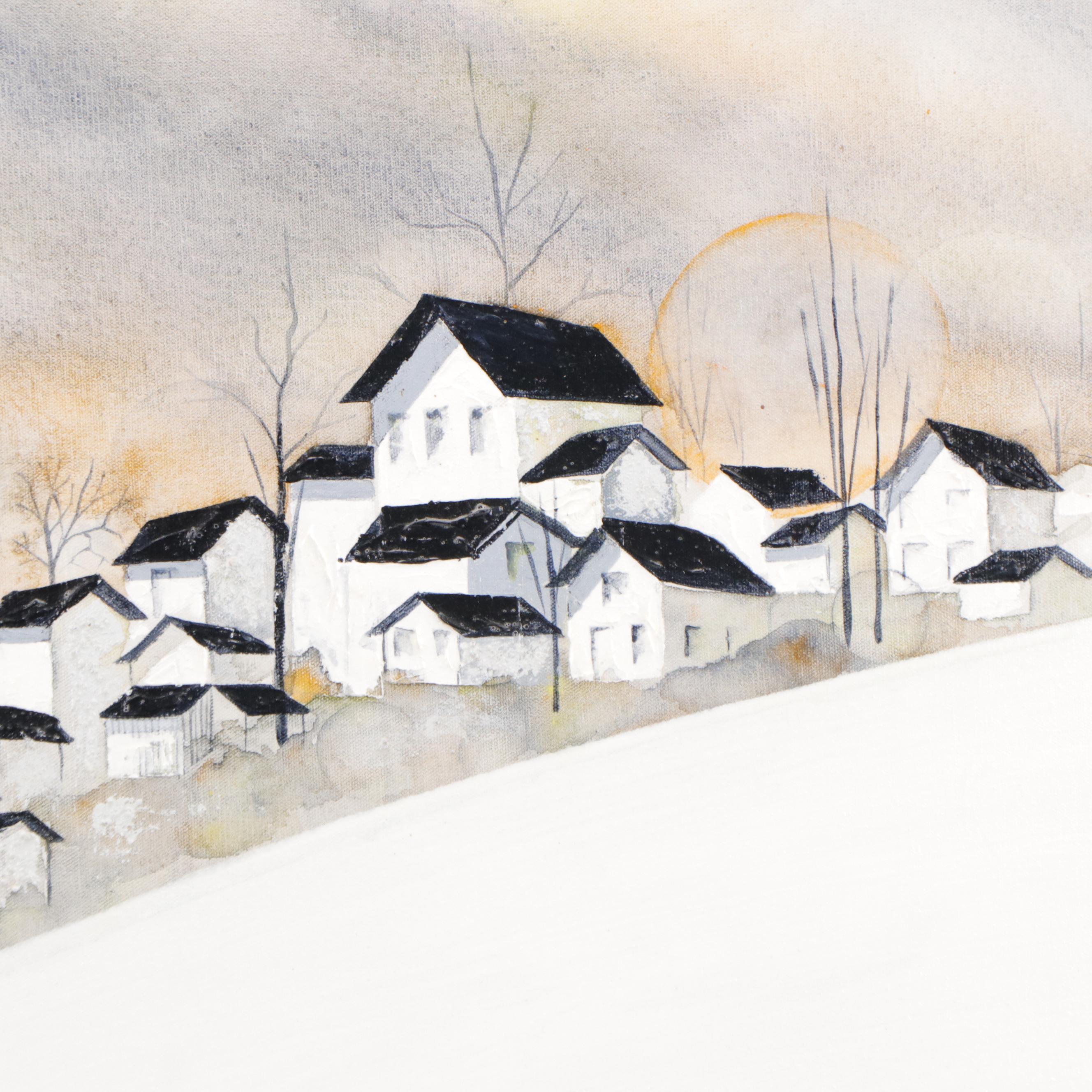 J. C. Hall Acrylic Painting of Winter Landscape