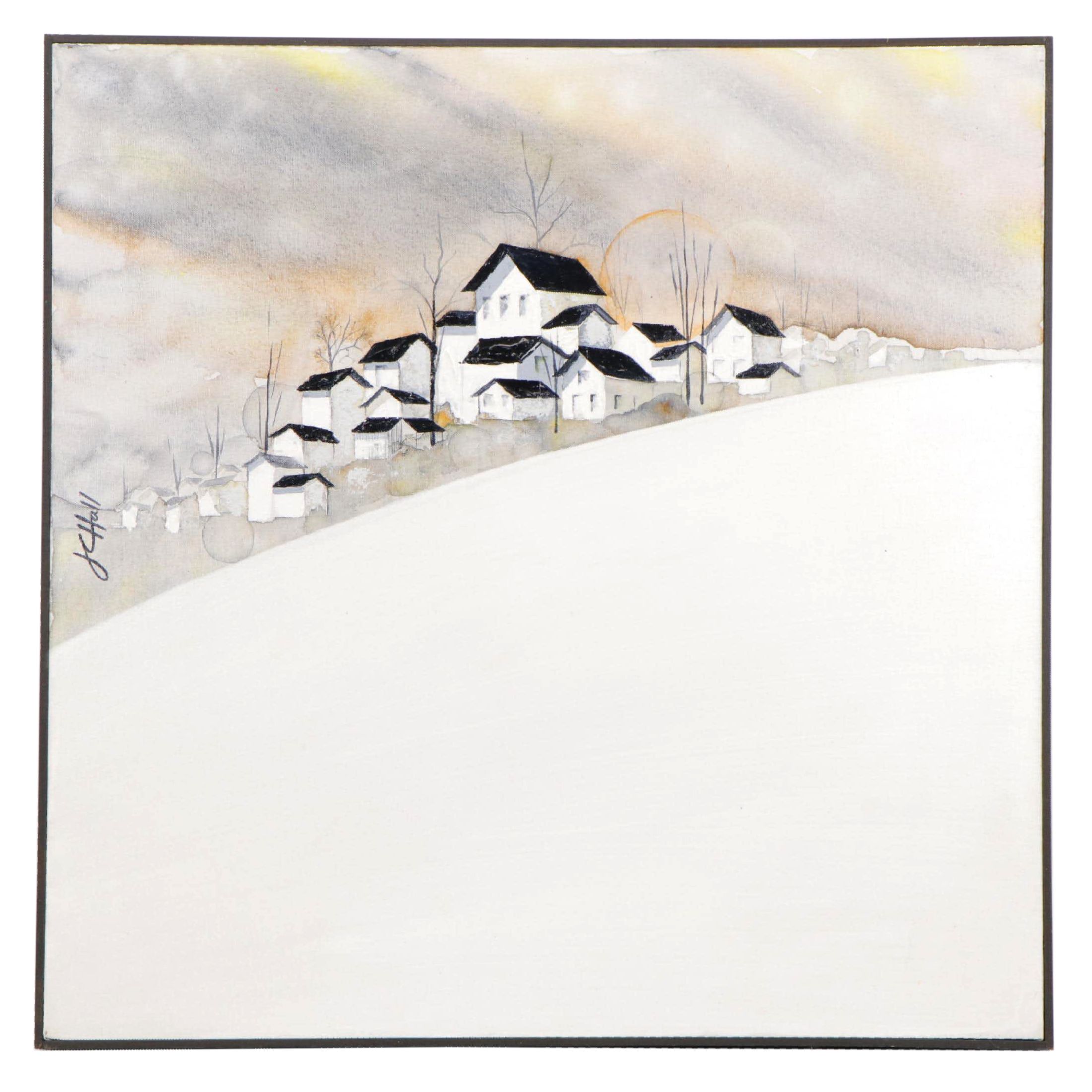 J. C. Hall Acrylic Painting of Winter Landscape
