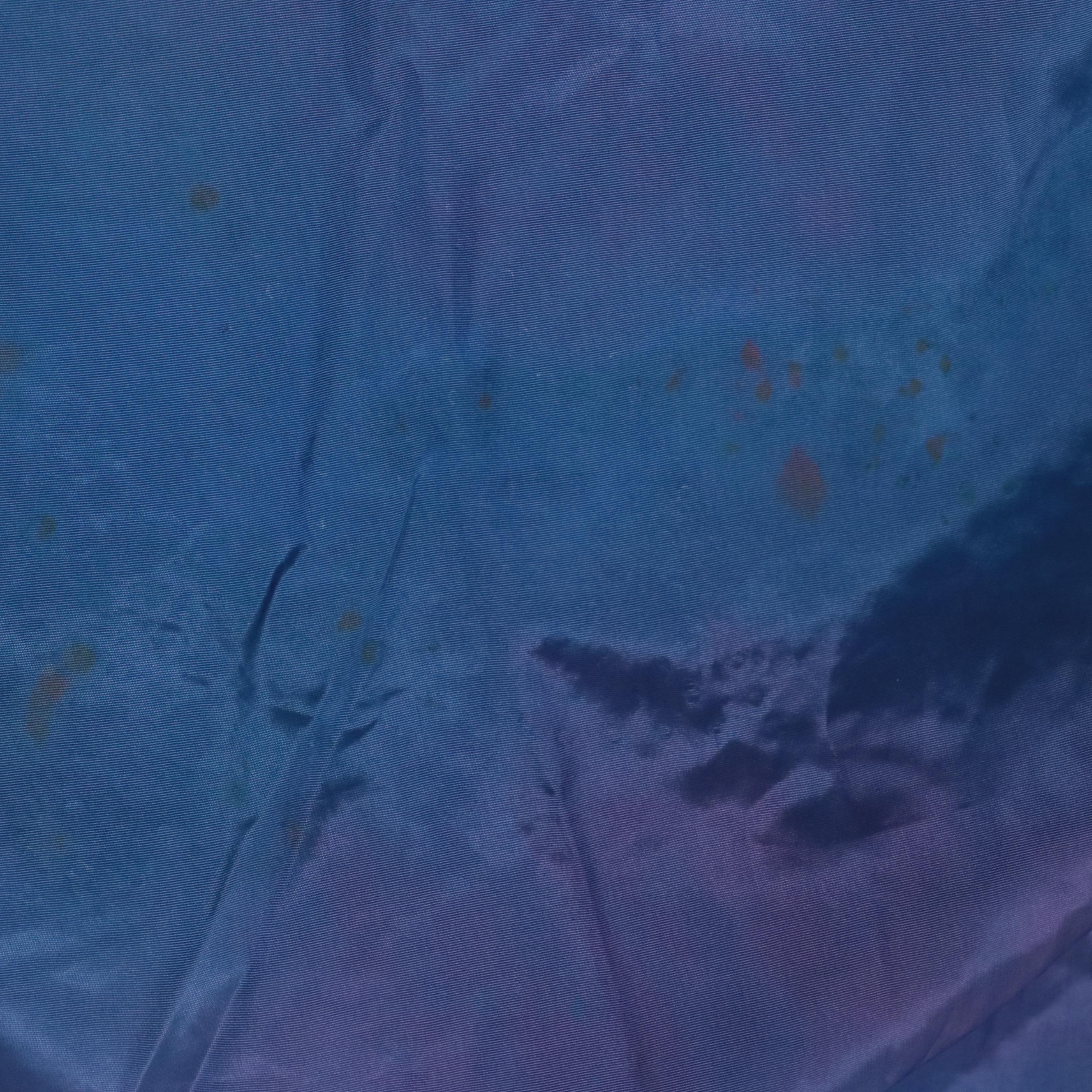 Western Pant Suit in Blue Velveteen with Rhinestone Encrusted Floral Appliqués