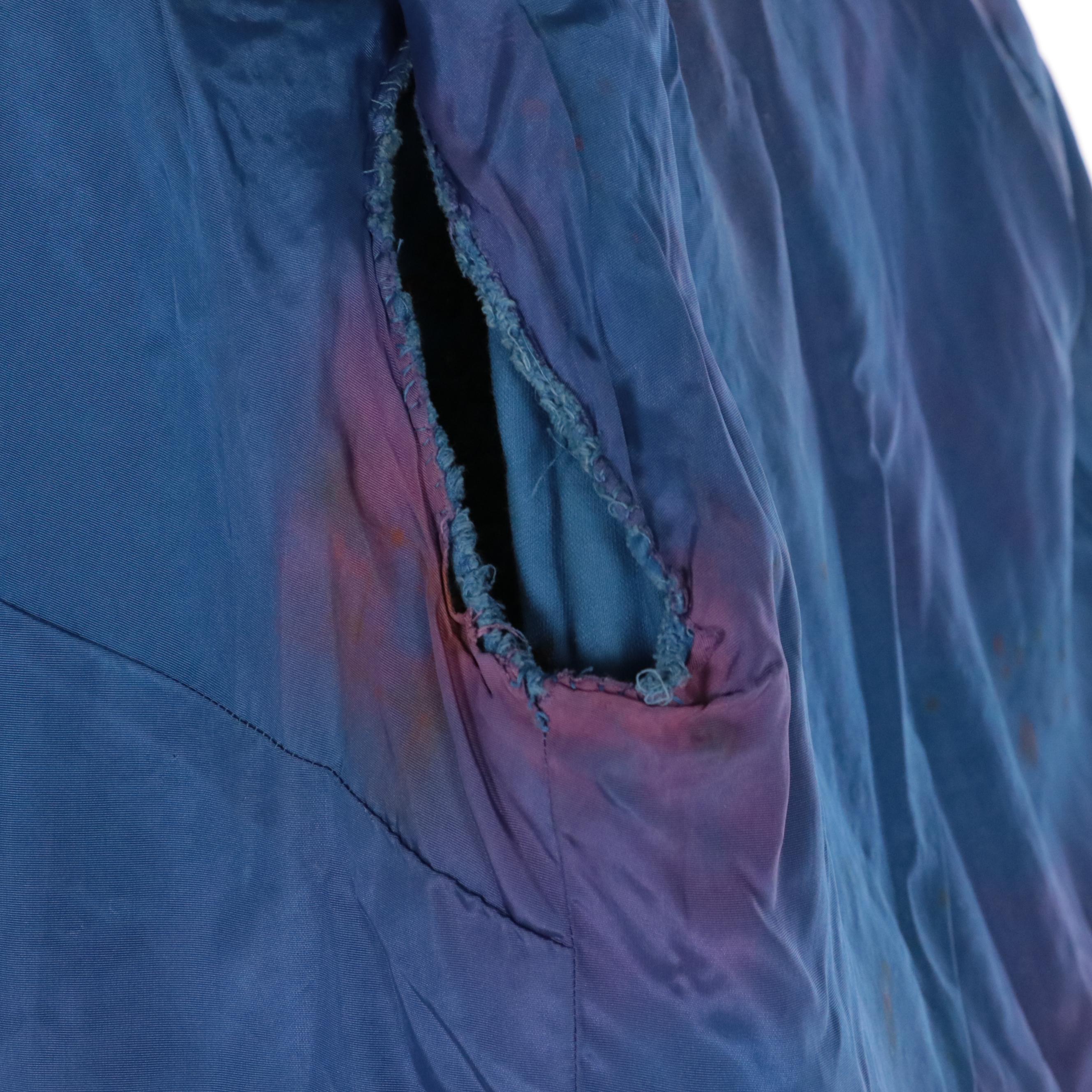 Western Pant Suit in Blue Velveteen with Rhinestone Encrusted Floral Appliqués