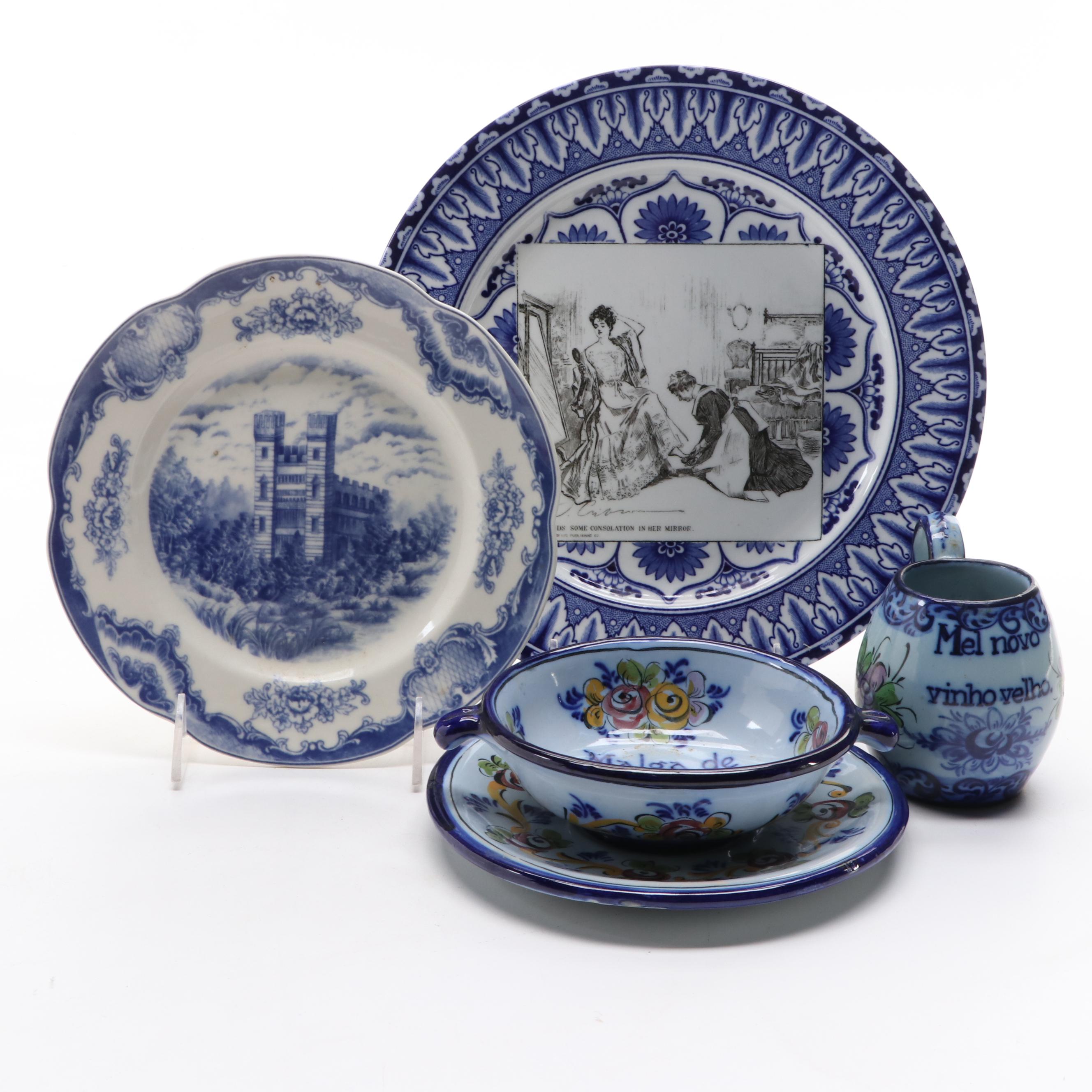 Royal Doulton Gibson Girl Plate with Other European Faience Tableware