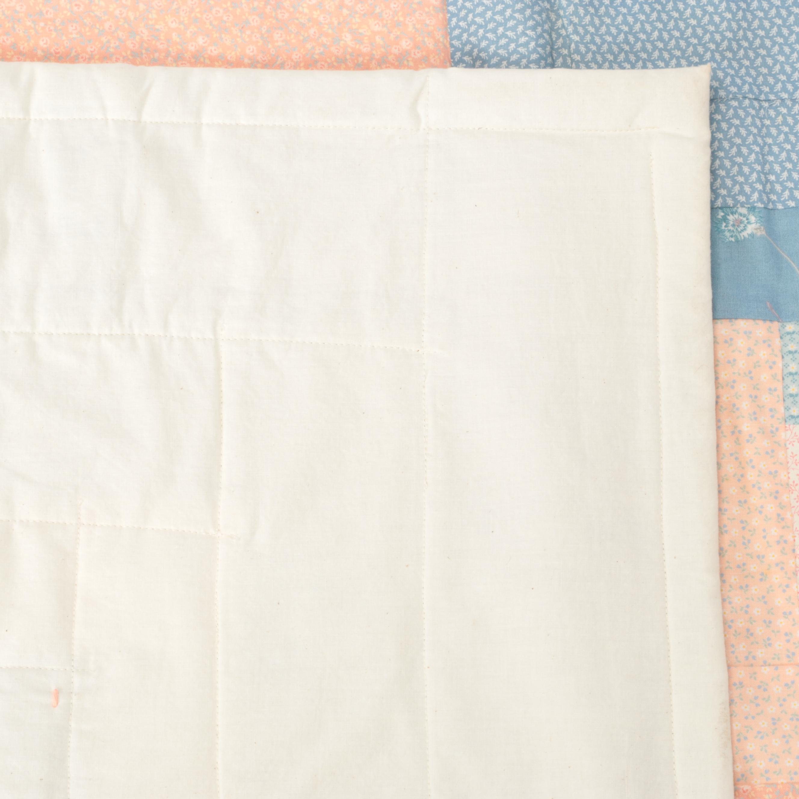 Handmade Pieced "Log Cabin" Twin XL Quilt