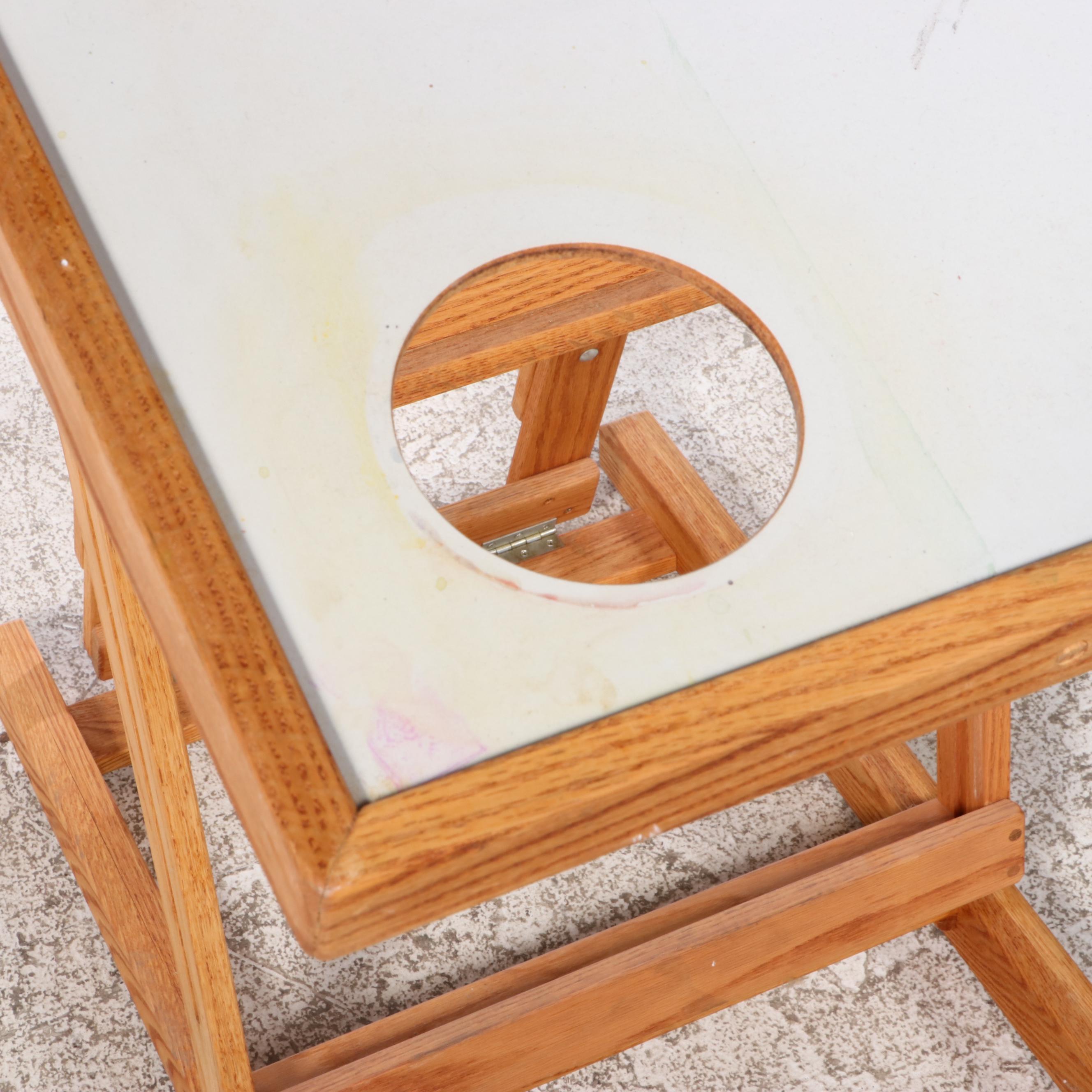 Oak and Laminate Folding Watercolor Table