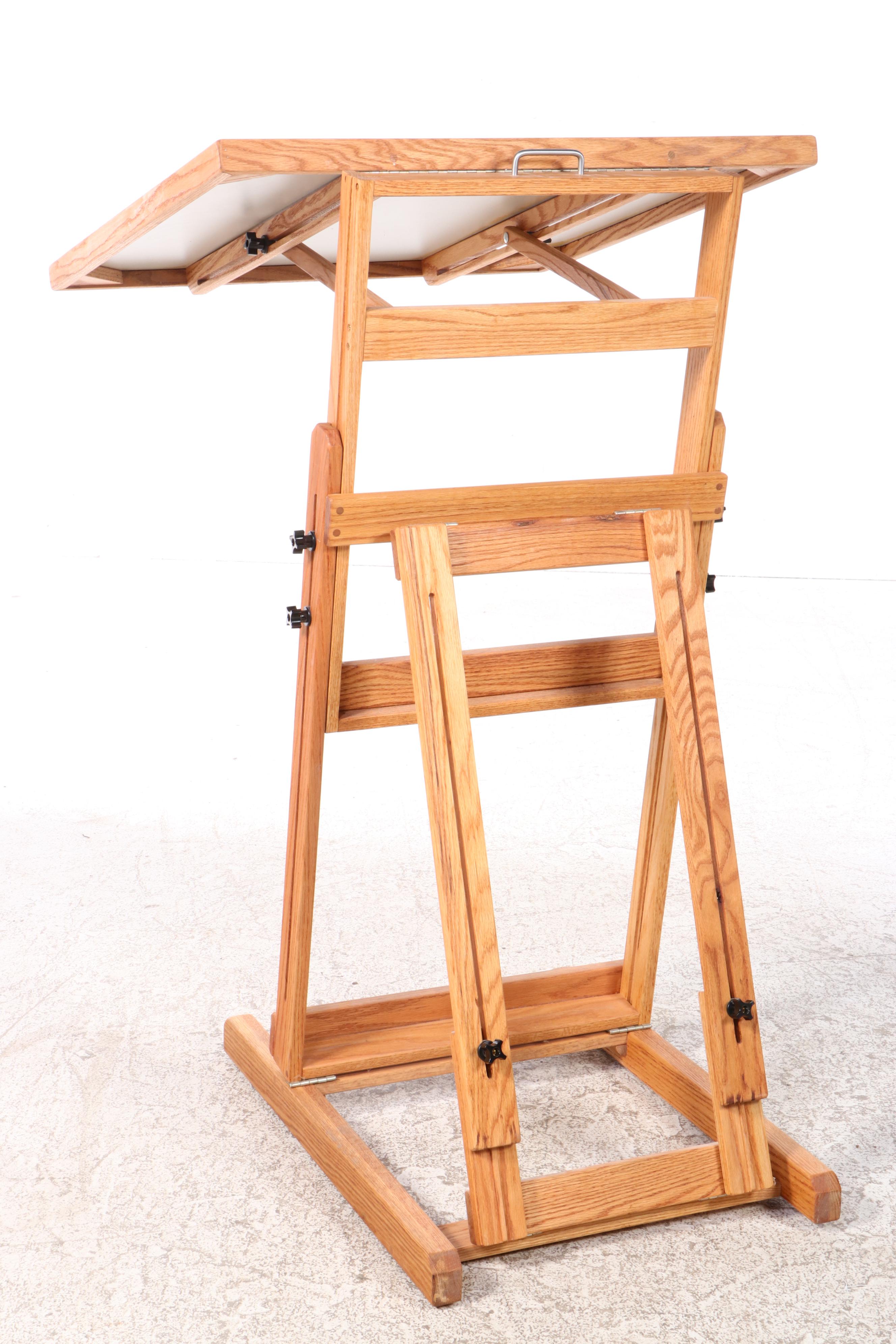 Oak and Laminate Folding Watercolor Table