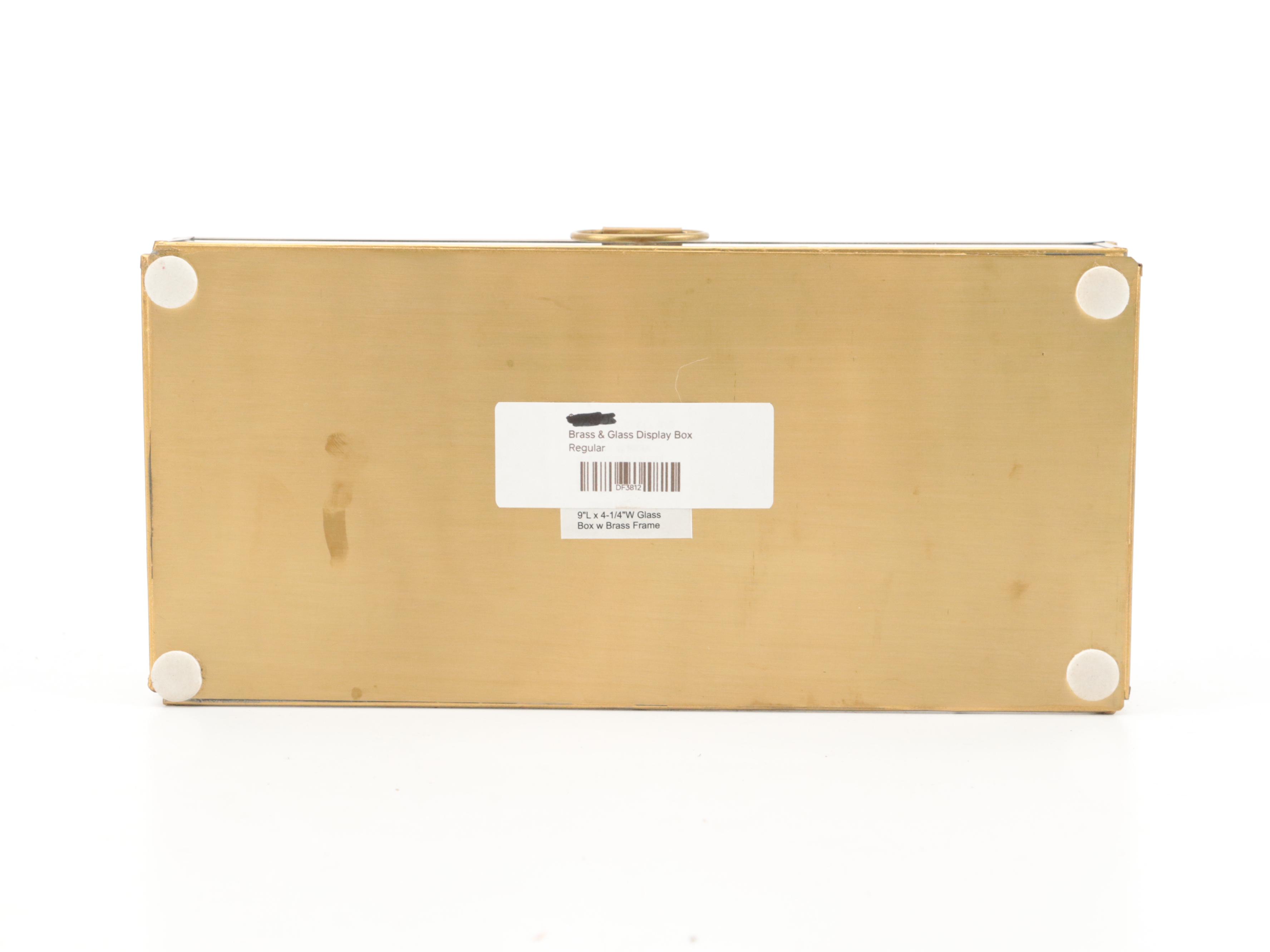 Glass Vase with Brass Overlay with Brass Candlestick and Display Bos