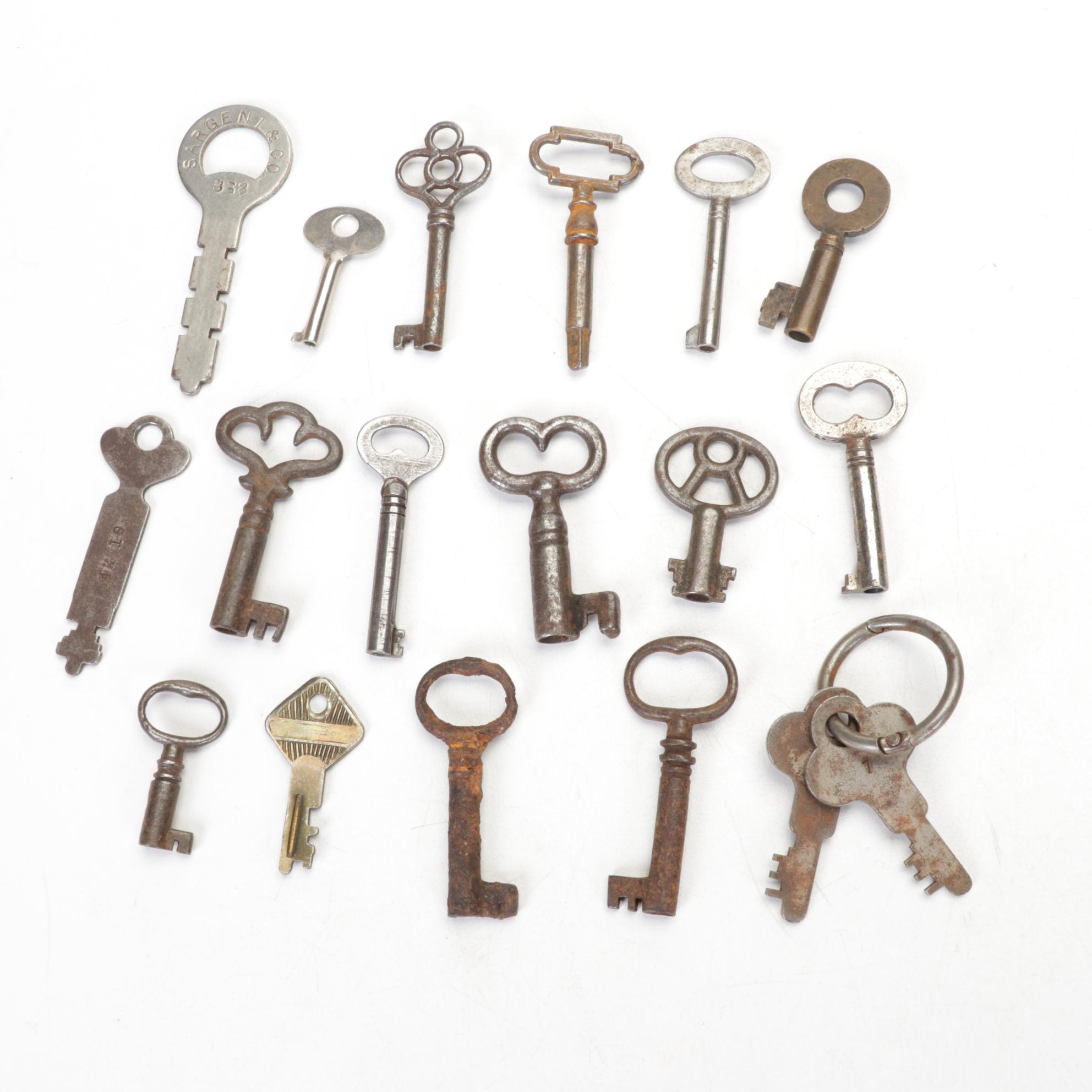 Box of Keys Includes Skeleton, Barrel, Cabinet, Luggage and Jewelry Box Keys