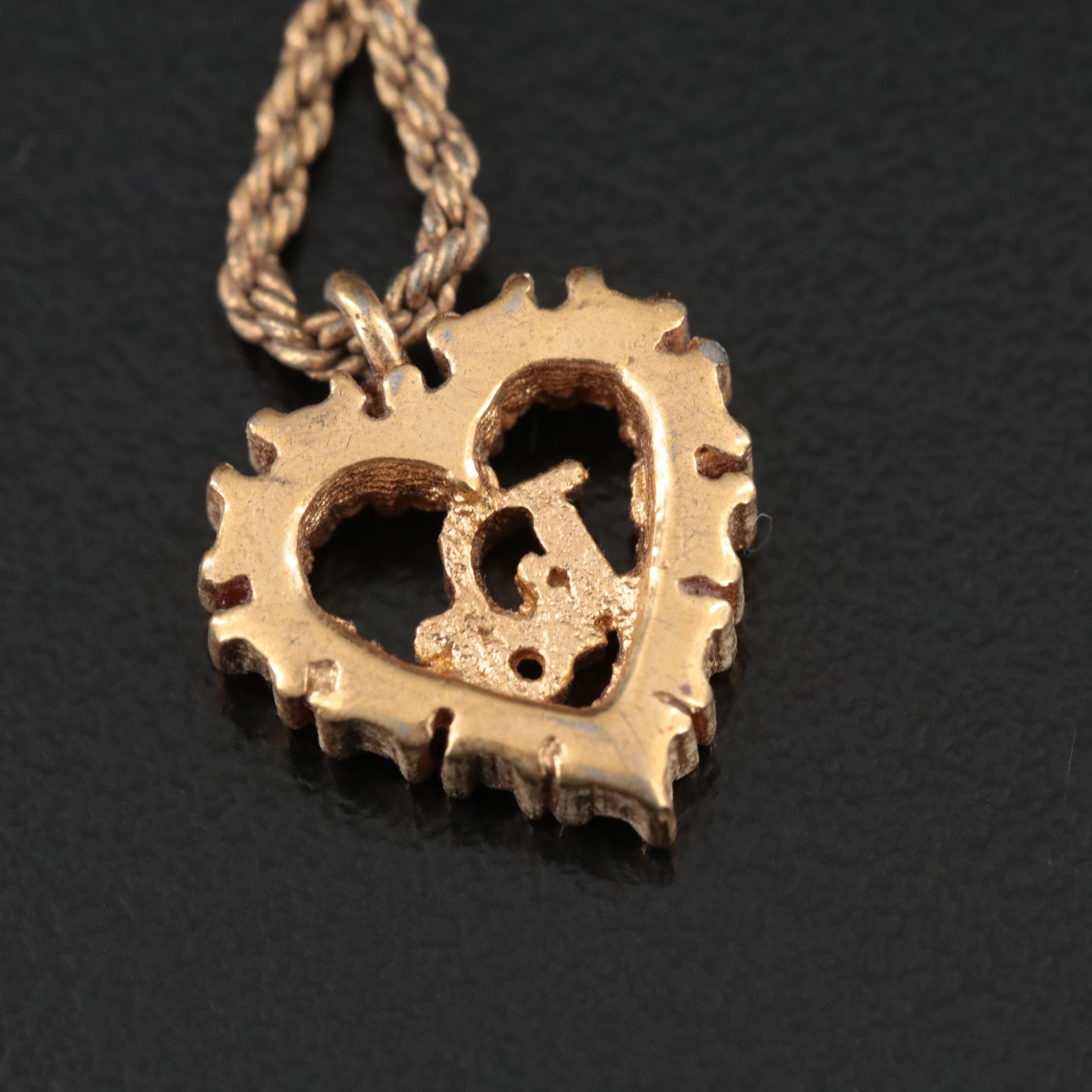 Vintage Christian Dior Logo Heart Pendant Necklace